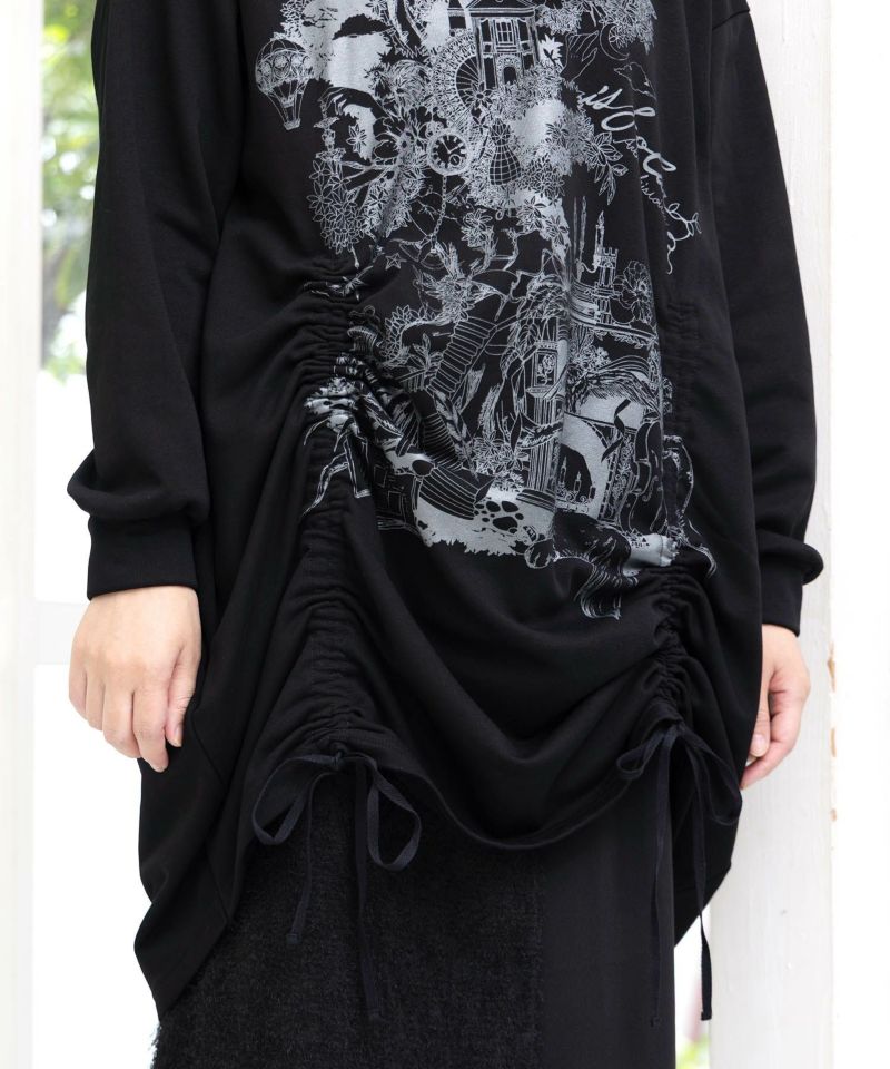 ツリーハウス柄裏毛×裾ドロストワンピース-8