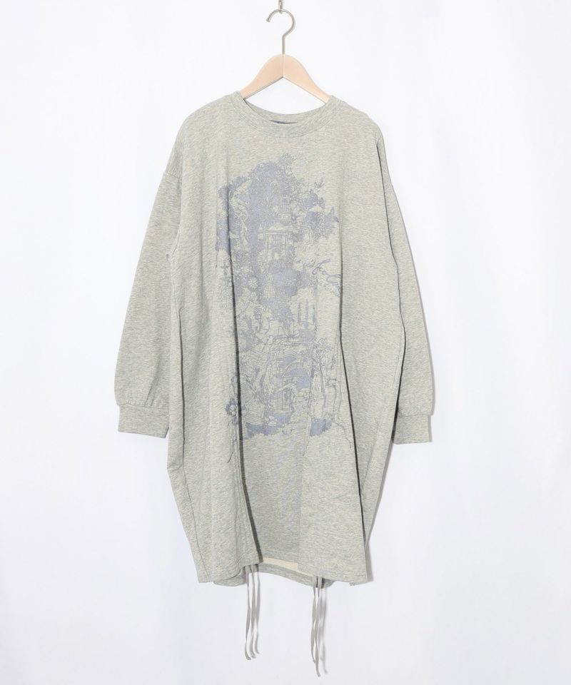 ツリーハウス柄裏毛×裾ドロストワンピース-9