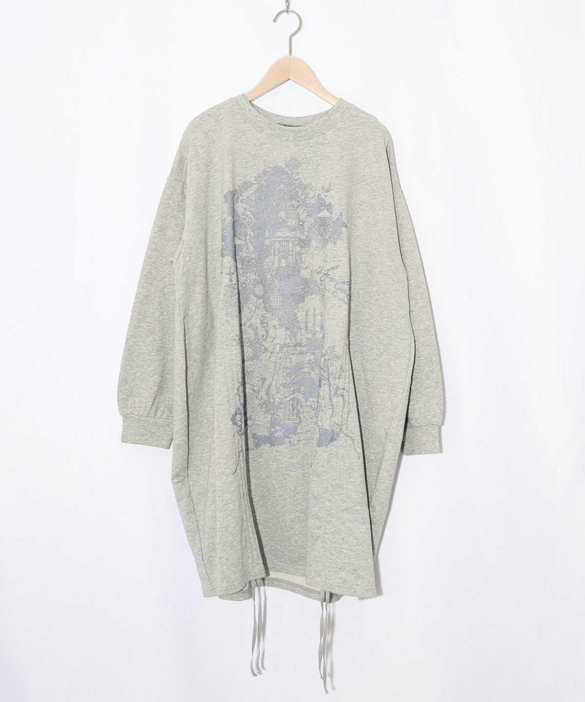 ツリーハウス柄裏毛×裾ドロストワンピース-9