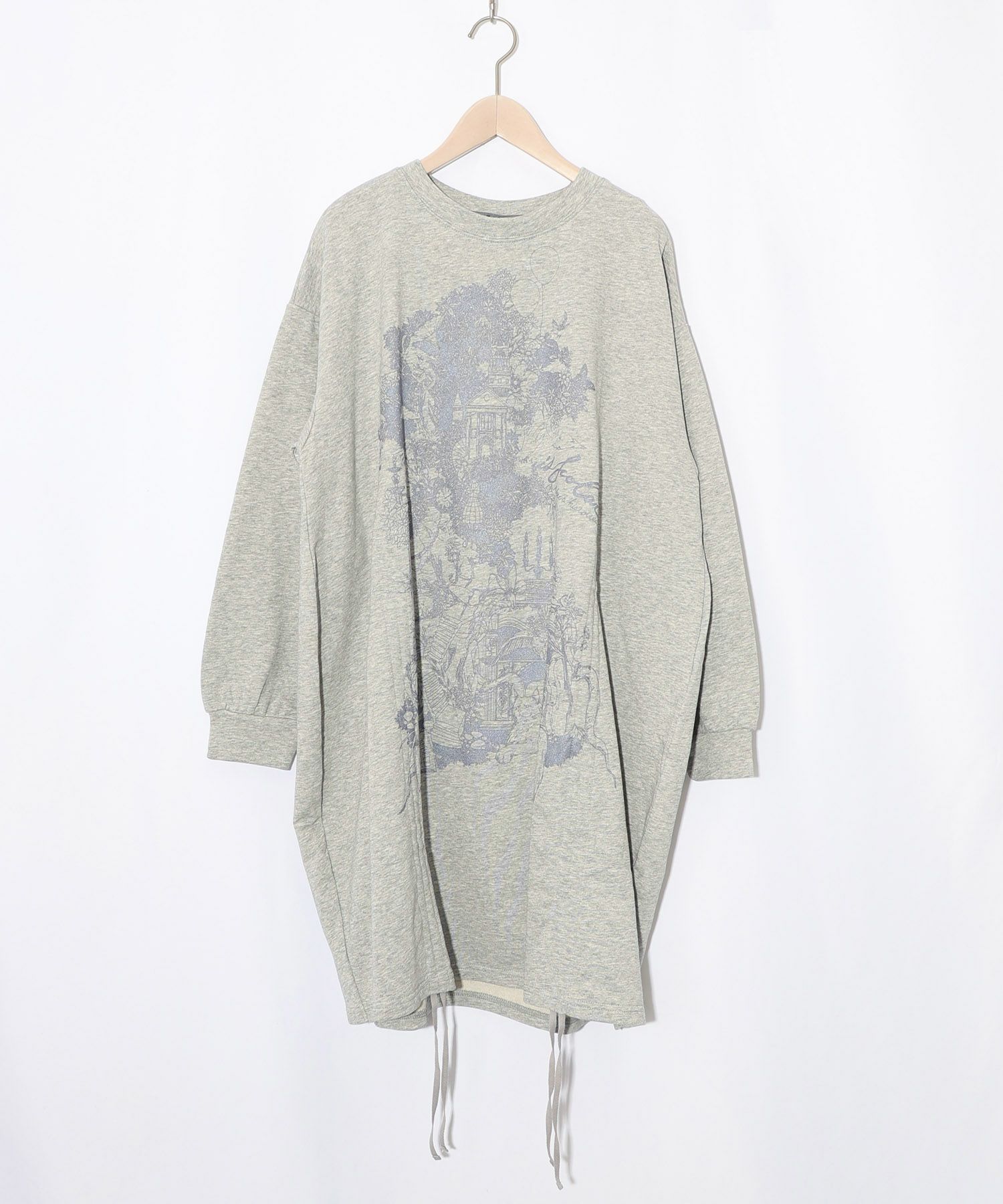 ツリーハウス柄裏毛×裾ドロストワンピース-9