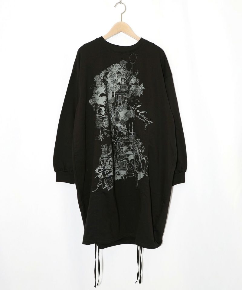 ツリーハウス柄裏毛×裾ドロストワンピース-11