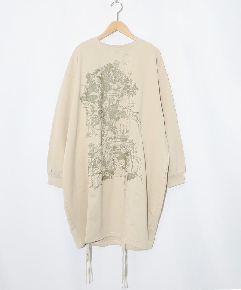 ツリーハウス柄裏毛×裾ドロストワンピース-13