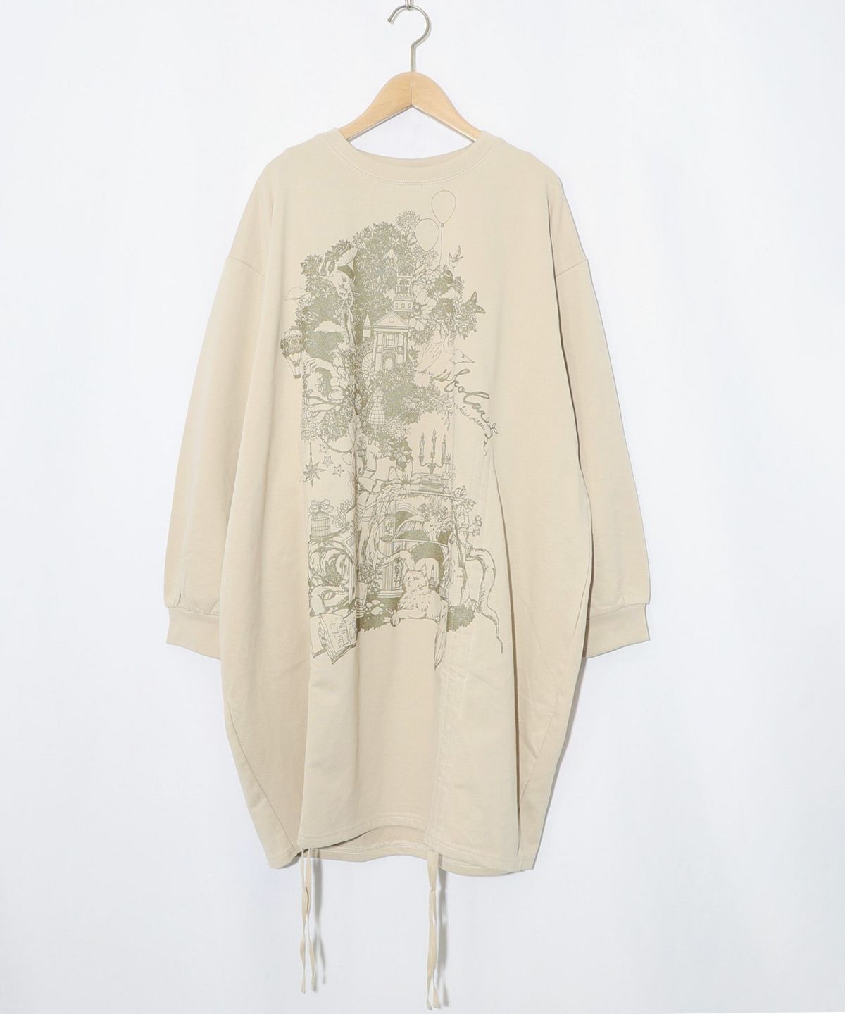 ツリーハウス柄裏毛×裾ドロストワンピース-13