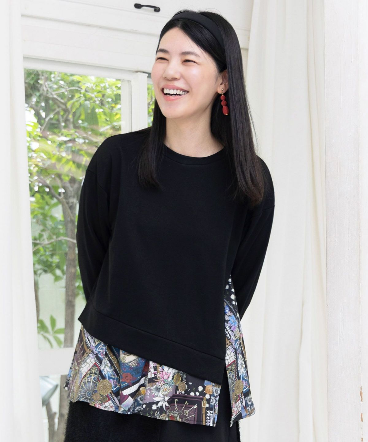 異素材ミックス裏毛アシメプルオーバー-1