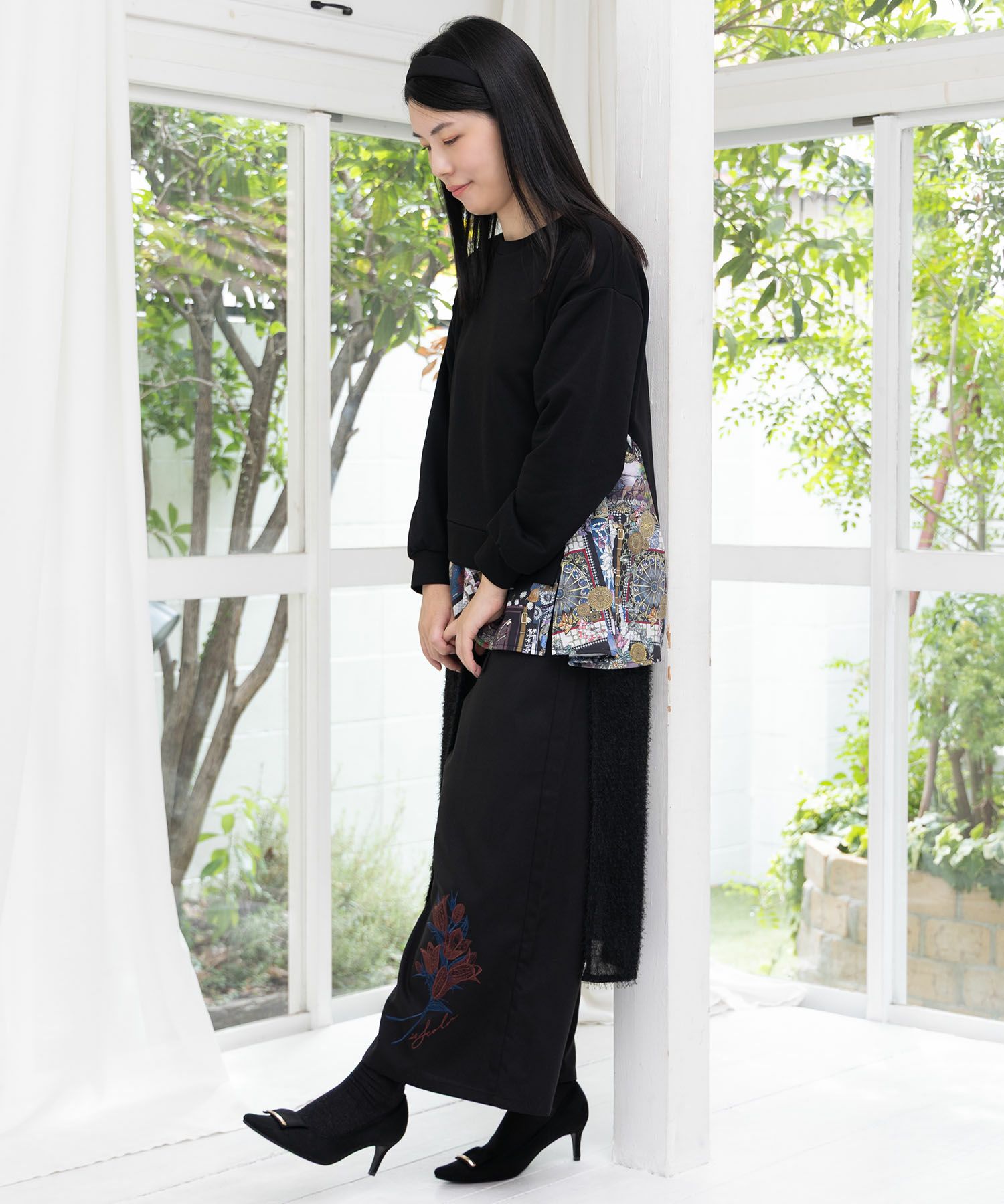 異素材ミックス裏毛アシメプルオーバー-2