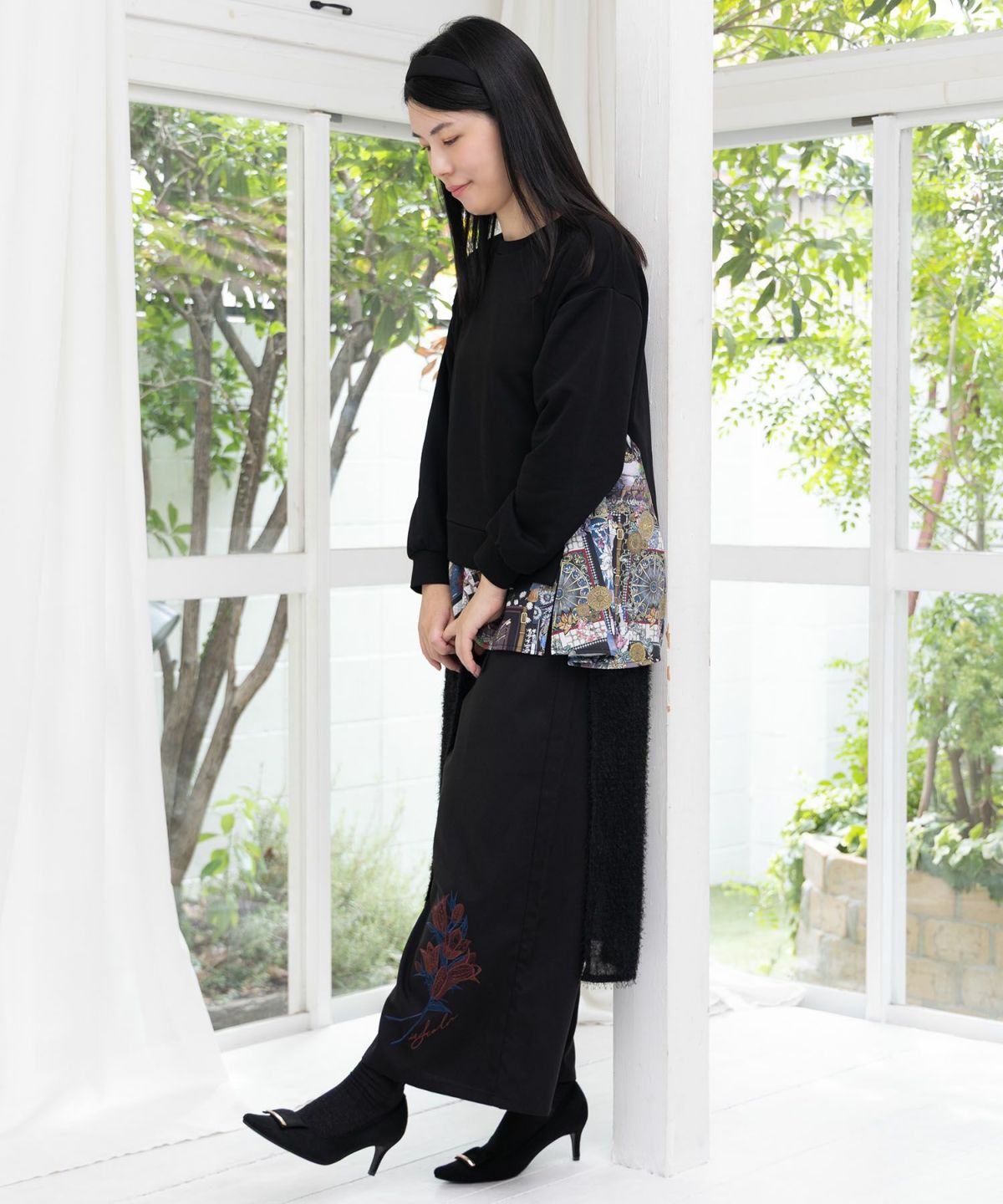 異素材ミックス裏毛アシメプルオーバー-2