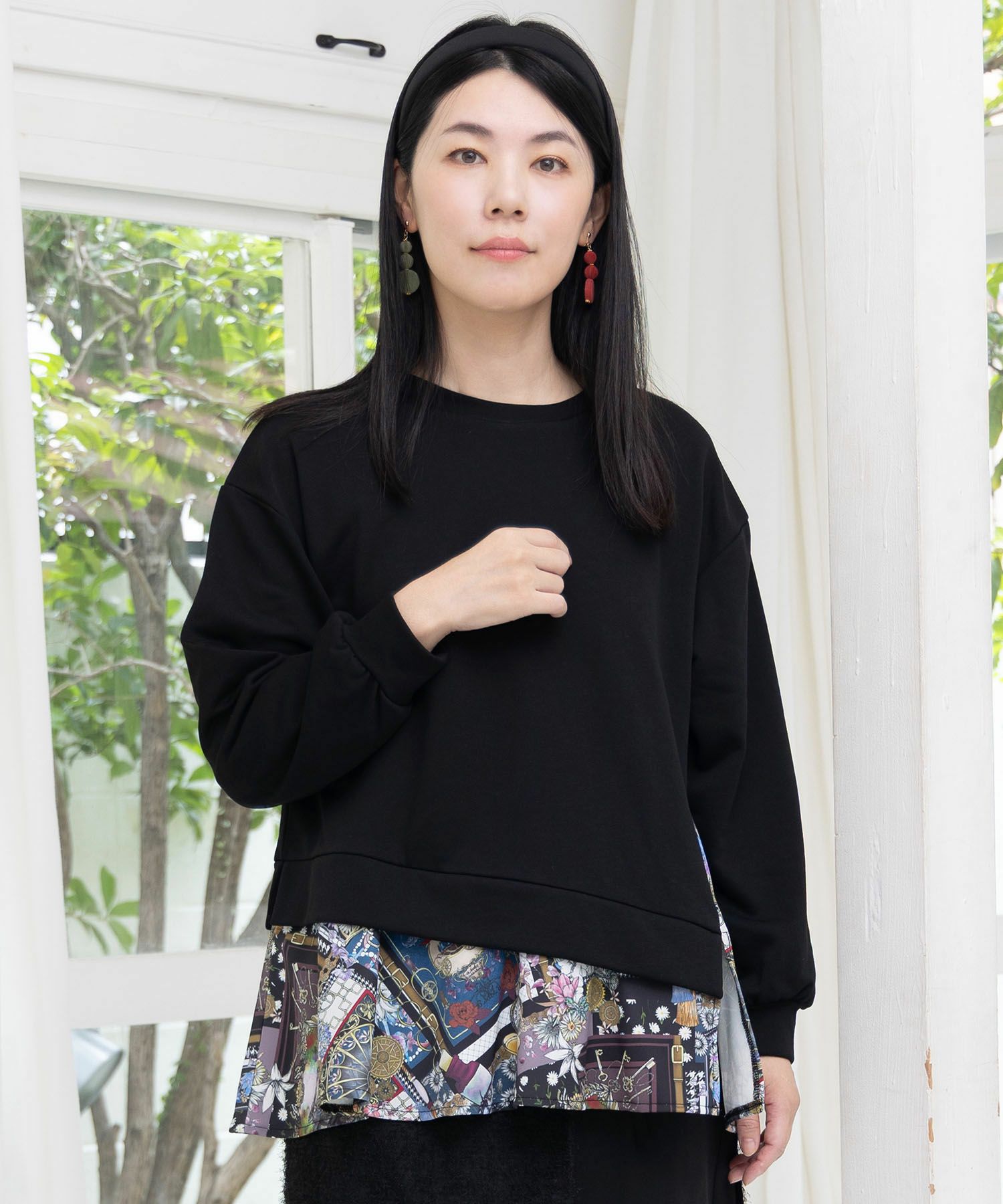 553244：異素材ミックス裏毛アシメプルオーバーの通販-ScoLar