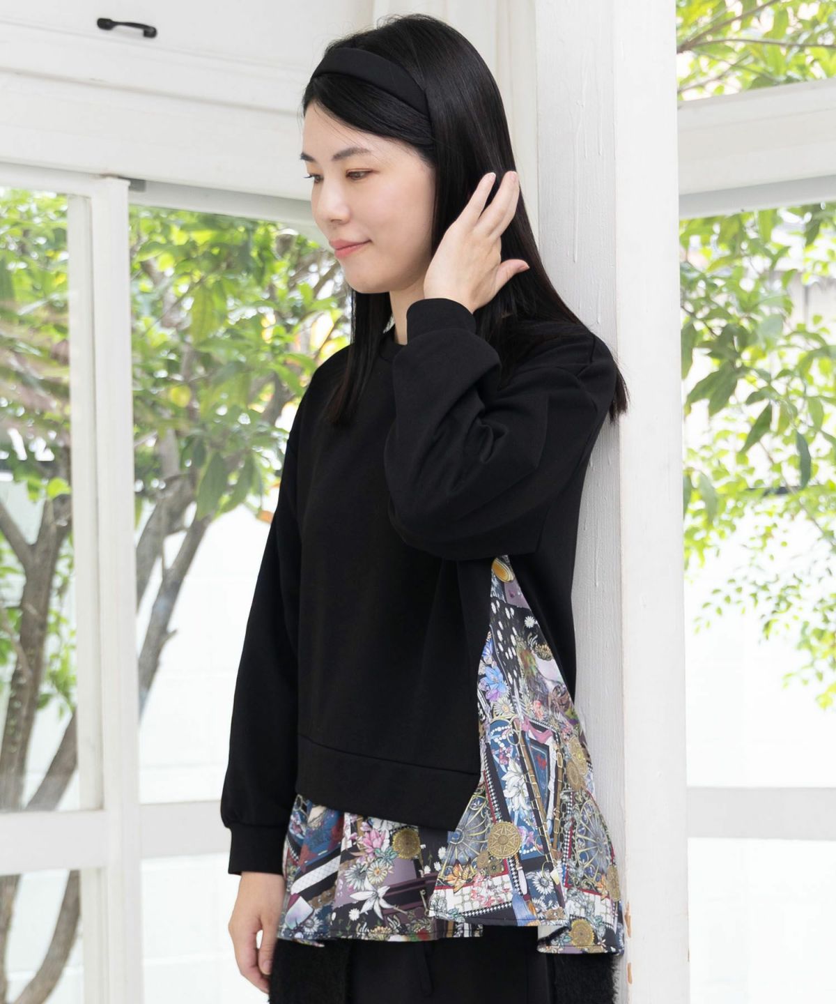 異素材ミックス裏毛アシメプルオーバー-4