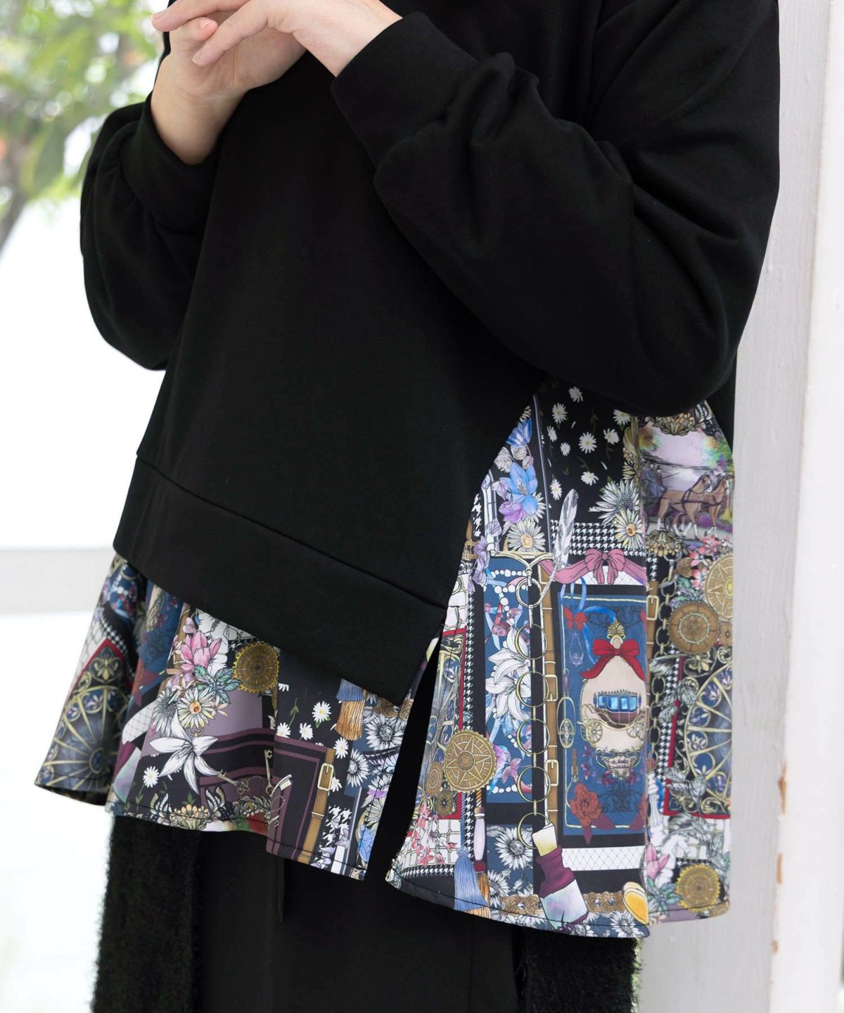 異素材ミックス裏毛アシメプルオーバー-6