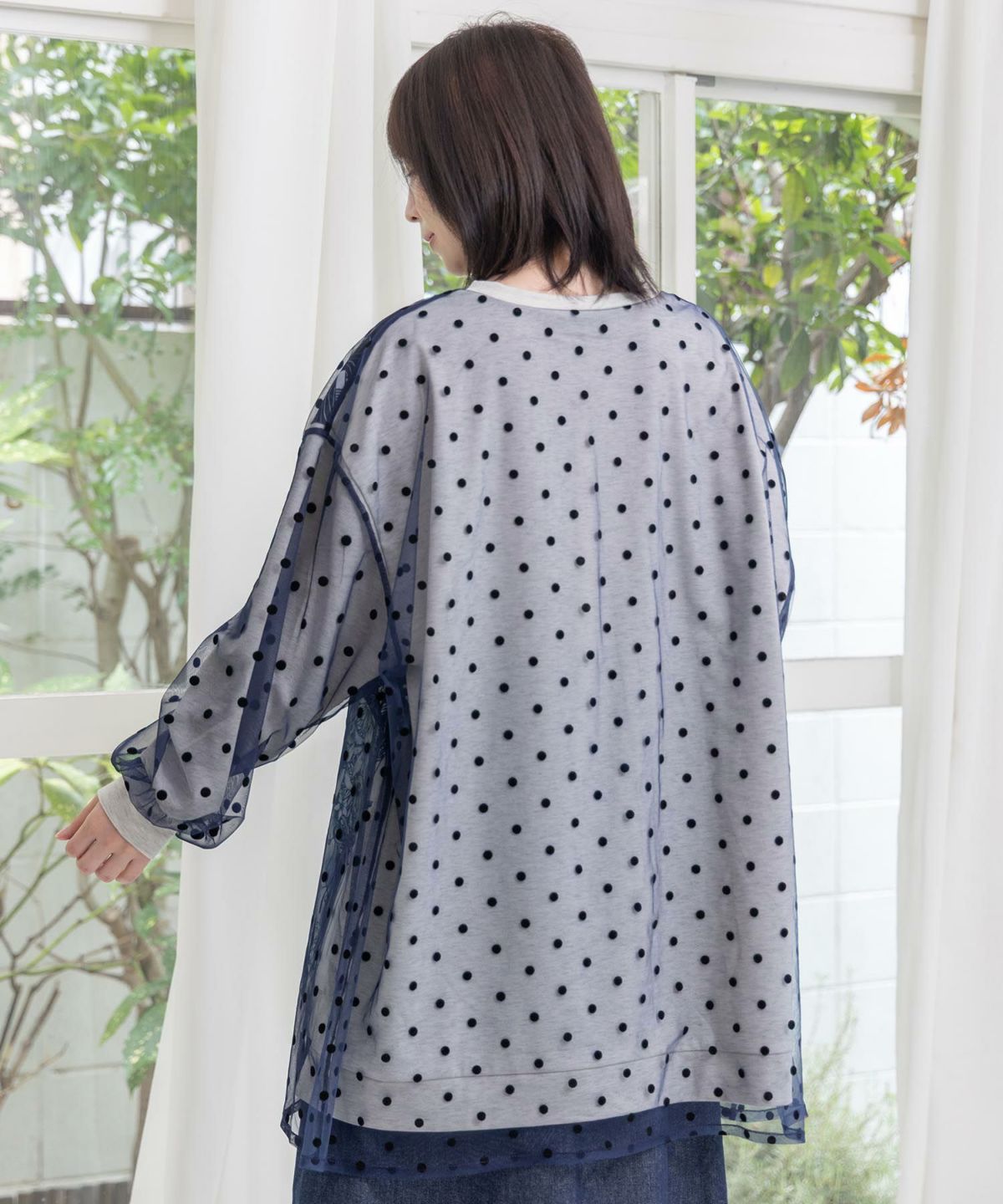 星×タロットコラージュ柄ドットチュールプルオーバー-5