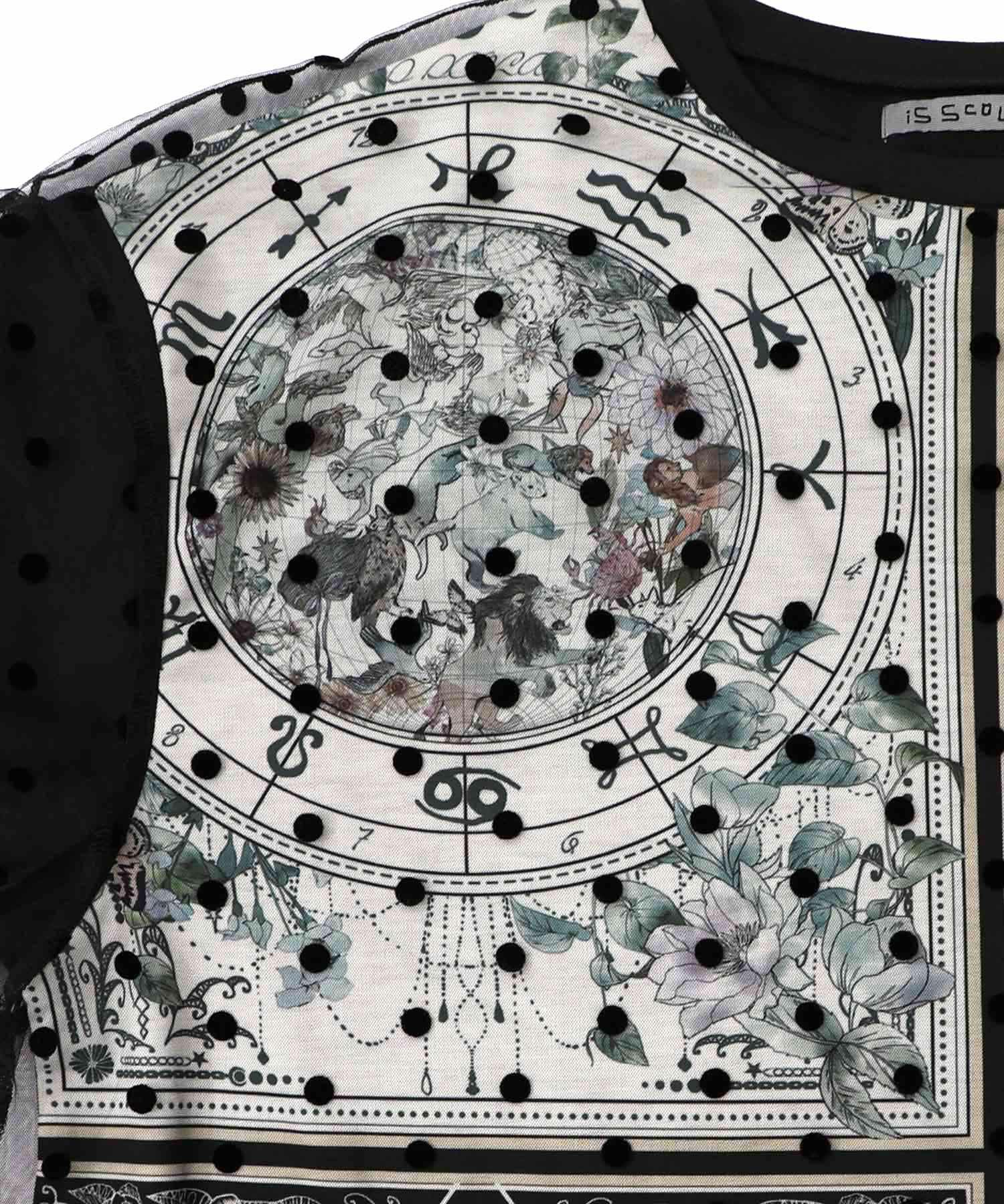 星×タロットコラージュ柄ドットチュールプルオーバー-13