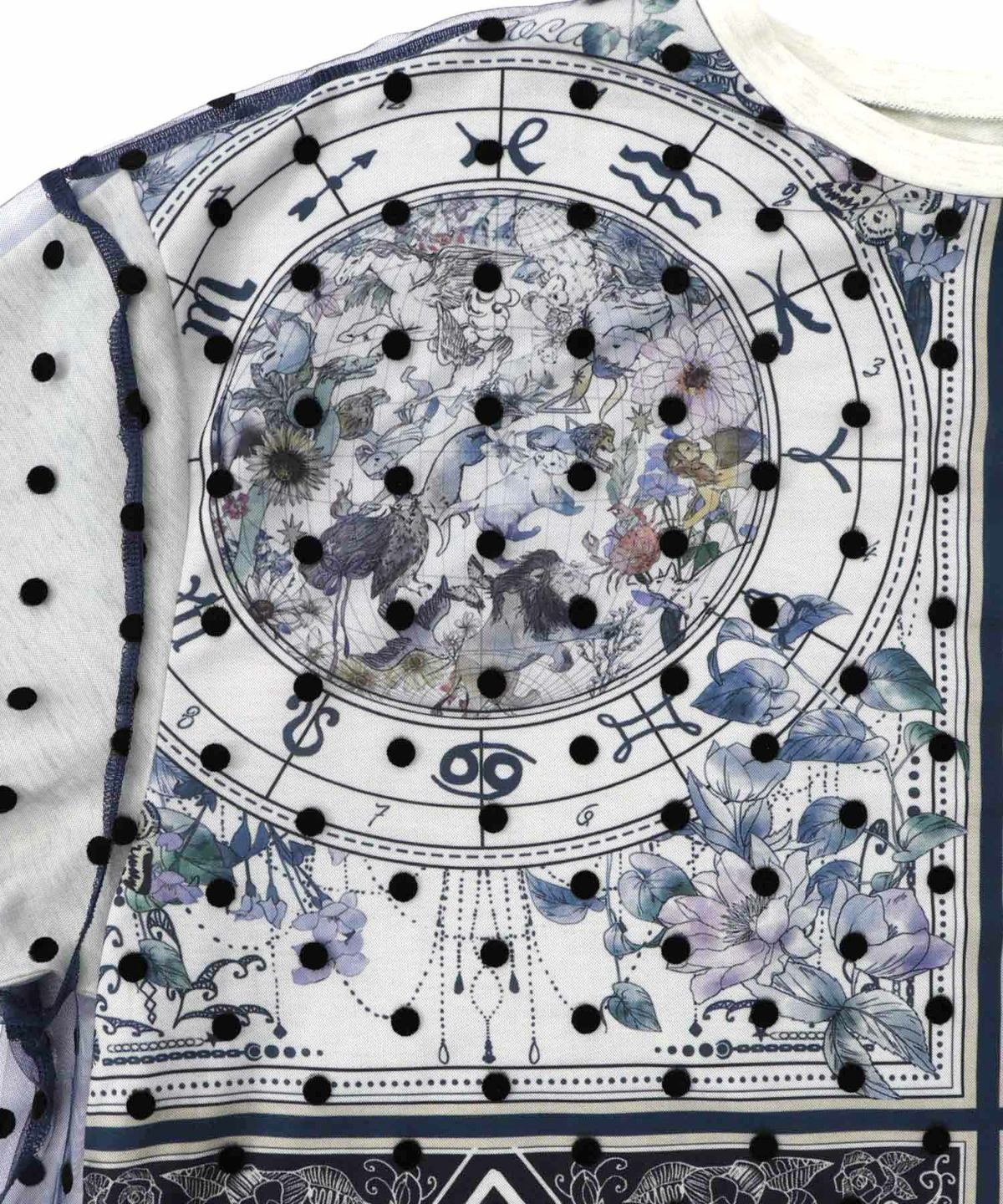 星×タロットコラージュ柄ドットチュールプルオーバー-16