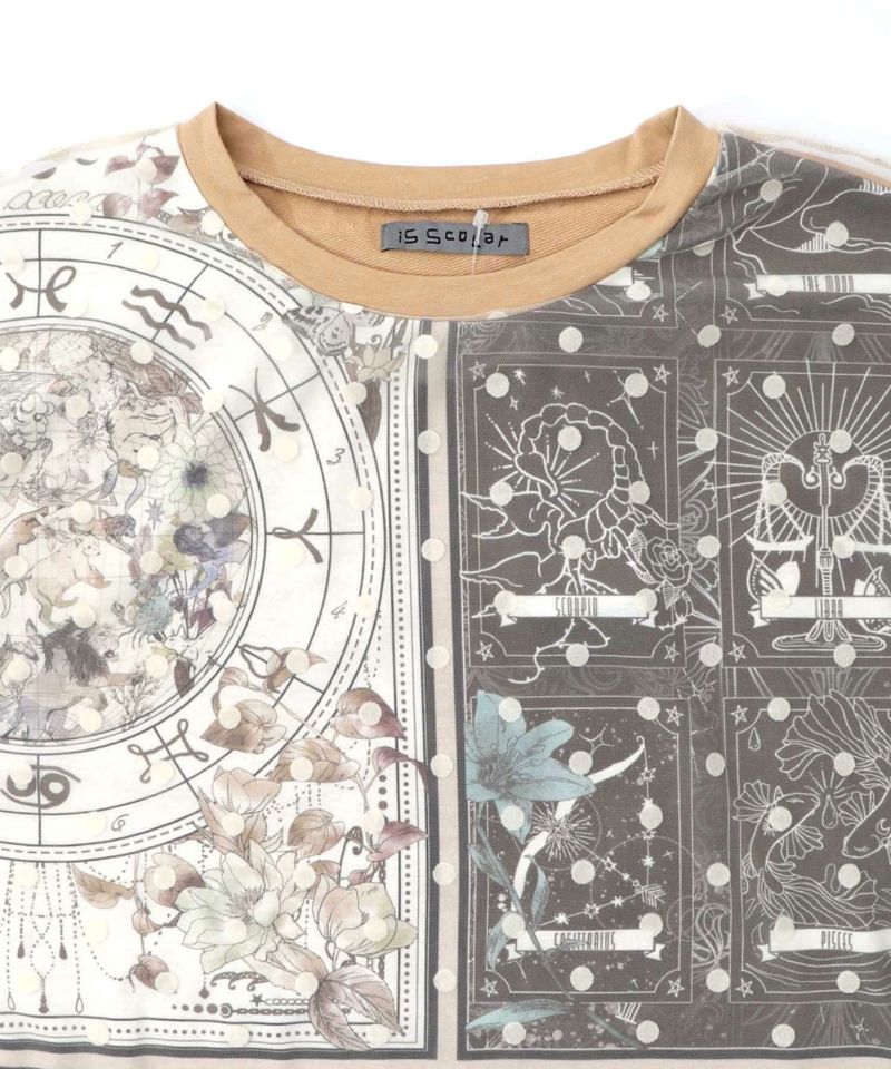 星×タロットコラージュ柄ドットチュールプルオーバー-17