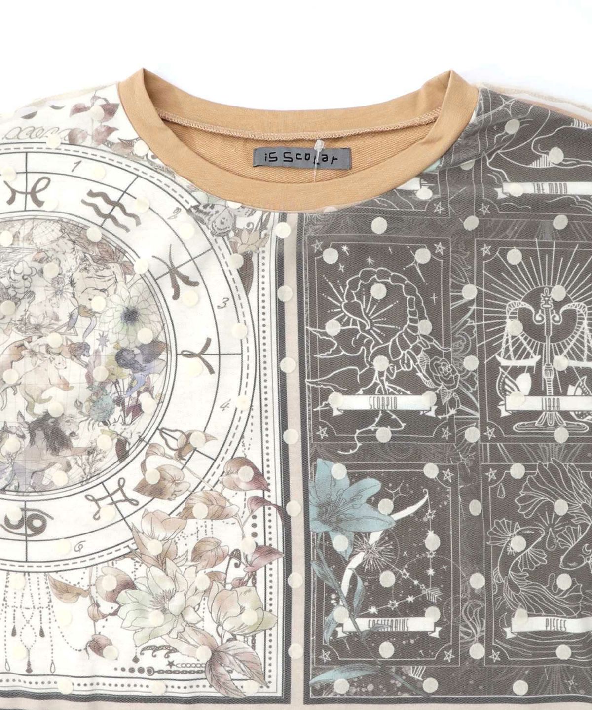 星×タロットコラージュ柄ドットチュールプルオーバー-17