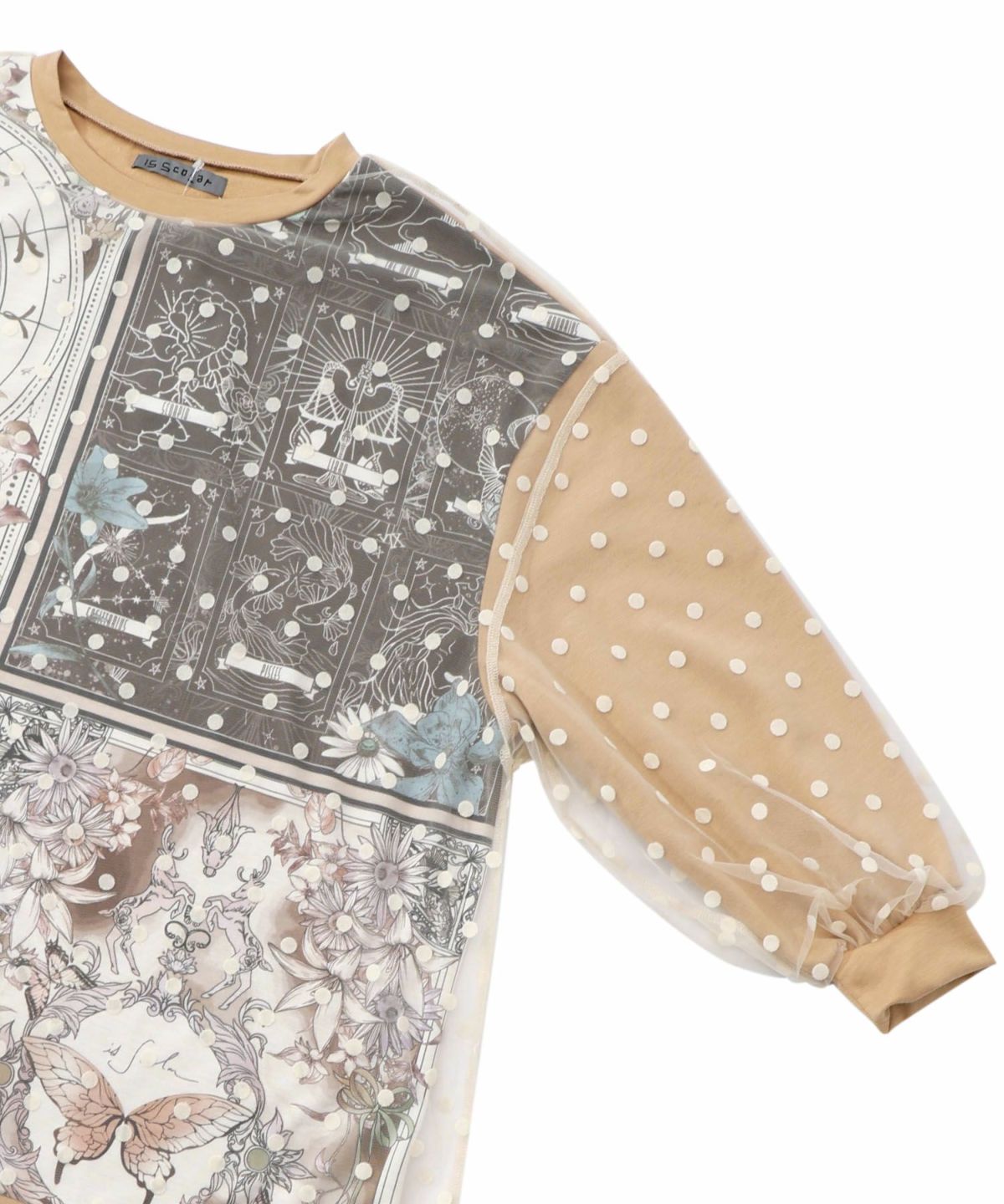 星×タロットコラージュ柄ドットチュールプルオーバー-18