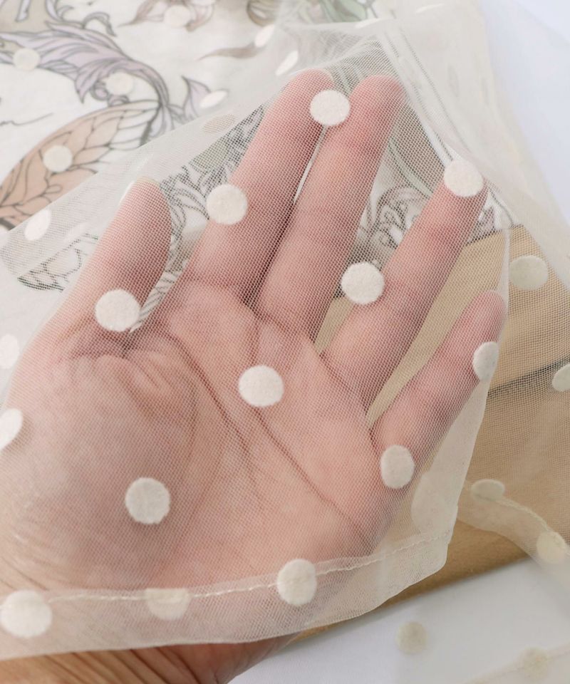 星×タロットコラージュ柄ドットチュールプルオーバー-21