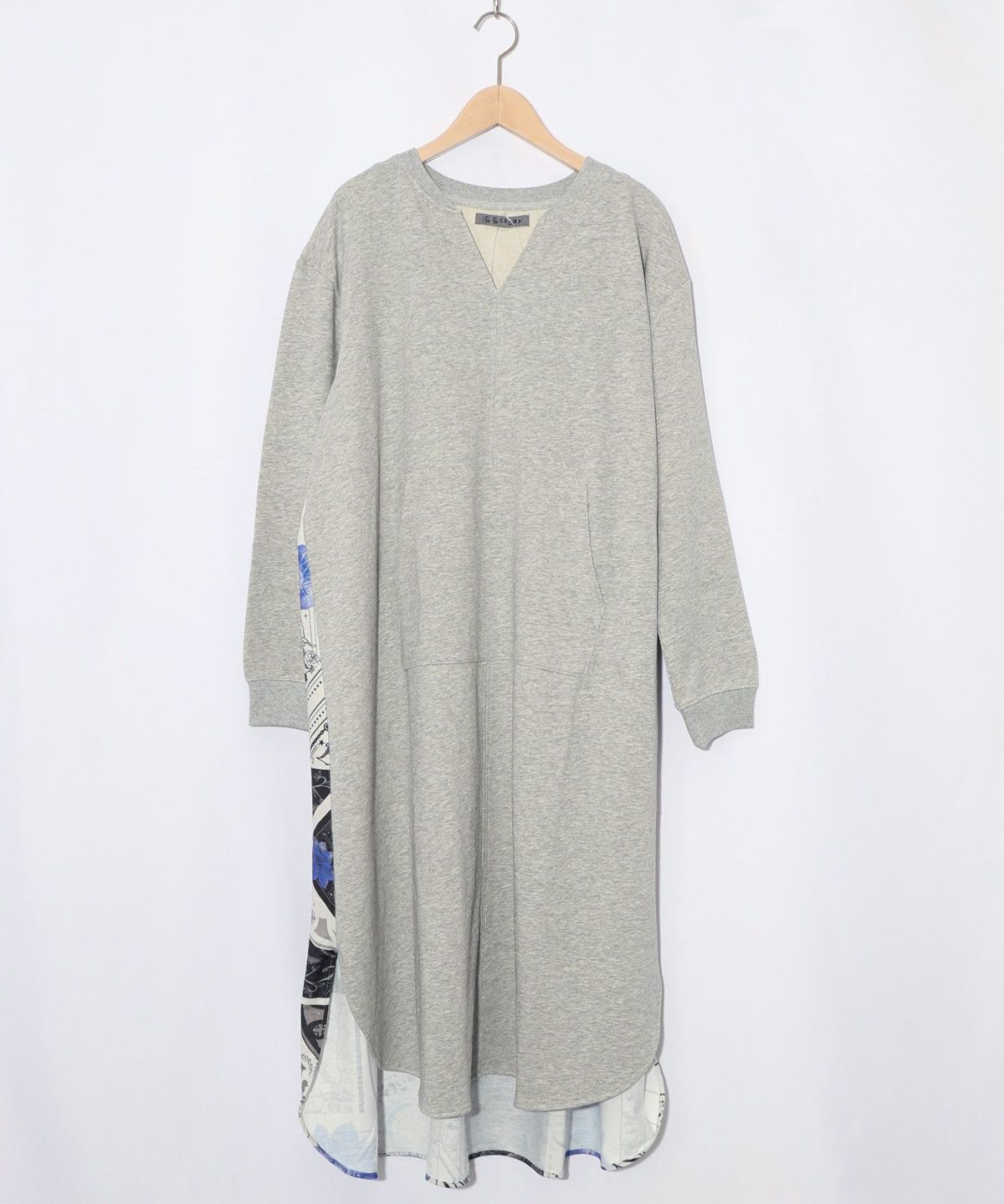 パッチワーク風柄 異素材切替ワンピース-8