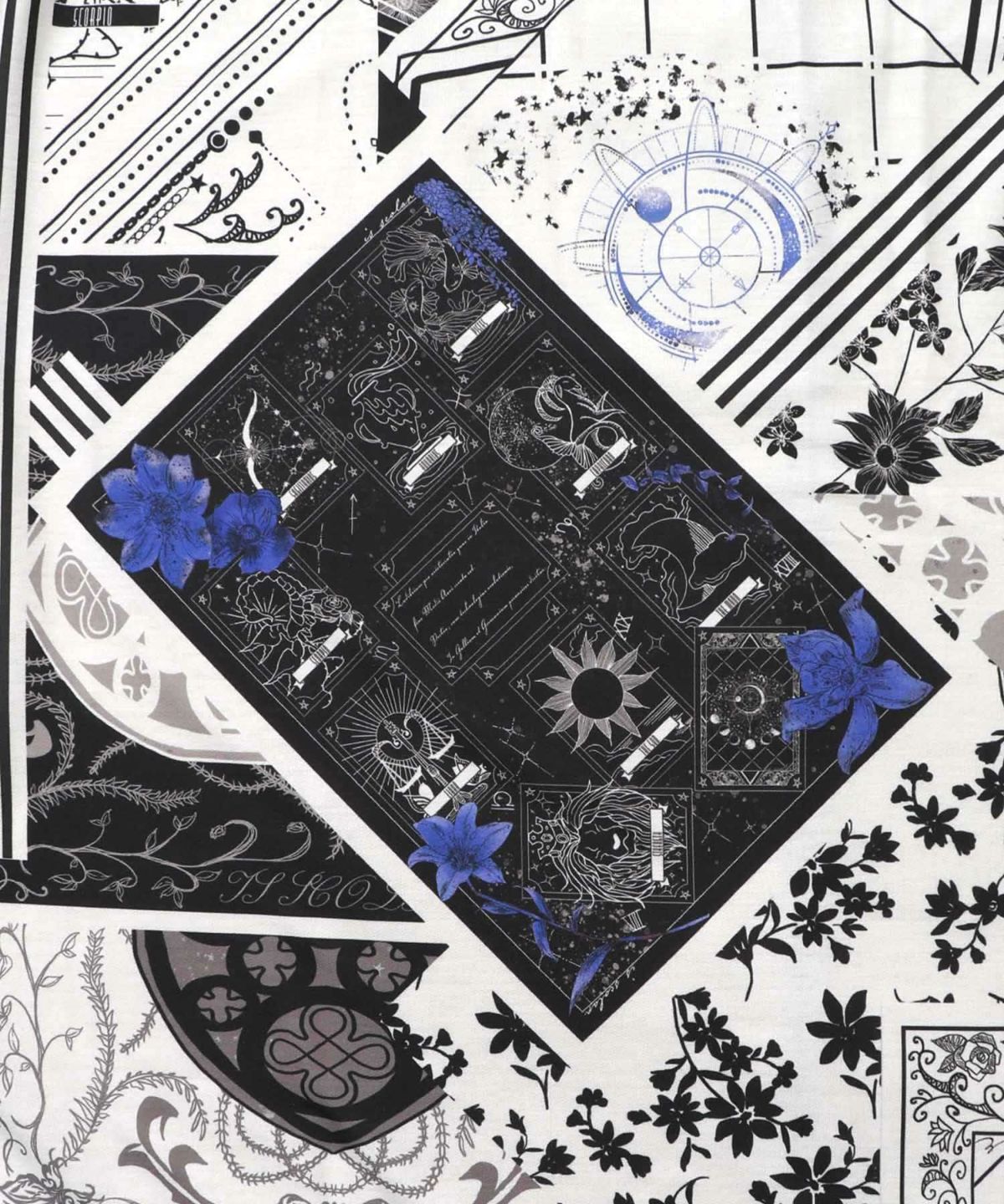 パッチワーク風柄 異素材切替ワンピース-10