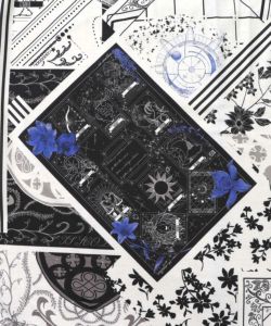 パッチワーク風柄 異素材切替ワンピース-10