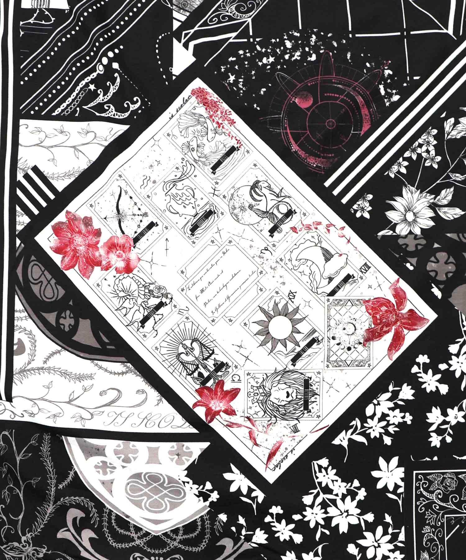 パッチワーク風柄 異素材切替ワンピース-13