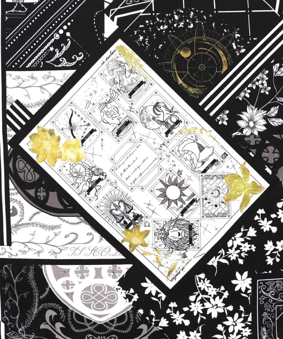 パッチワーク風柄 異素材切替ワンピース-16