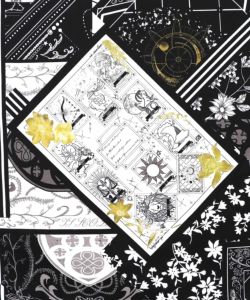 パッチワーク風柄 異素材切替ワンピース-16