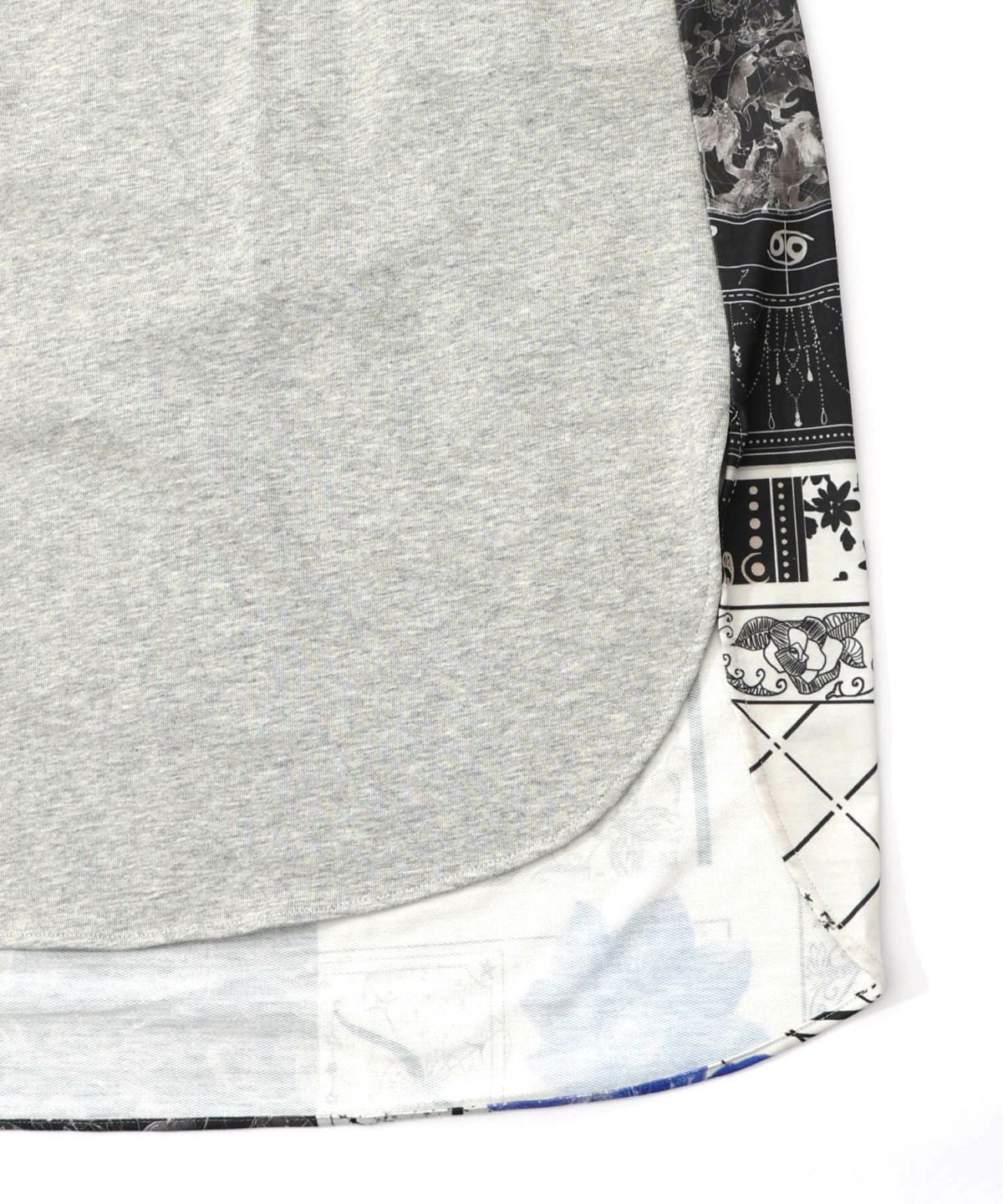 パッチワーク風柄 異素材切替ワンピース-19