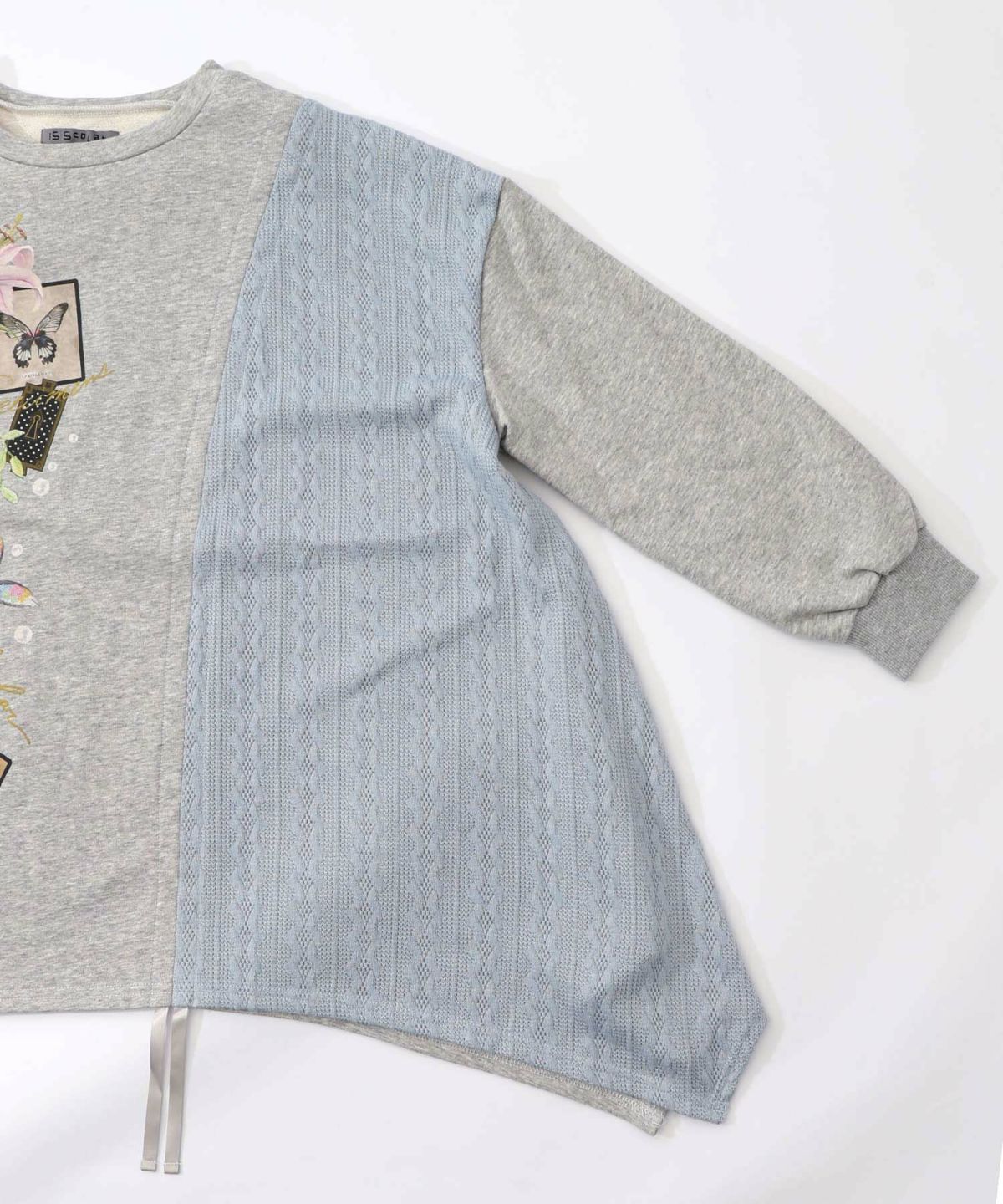 額縁×花×蝶柄　ニットソー×裏毛切替プルオーバー-17