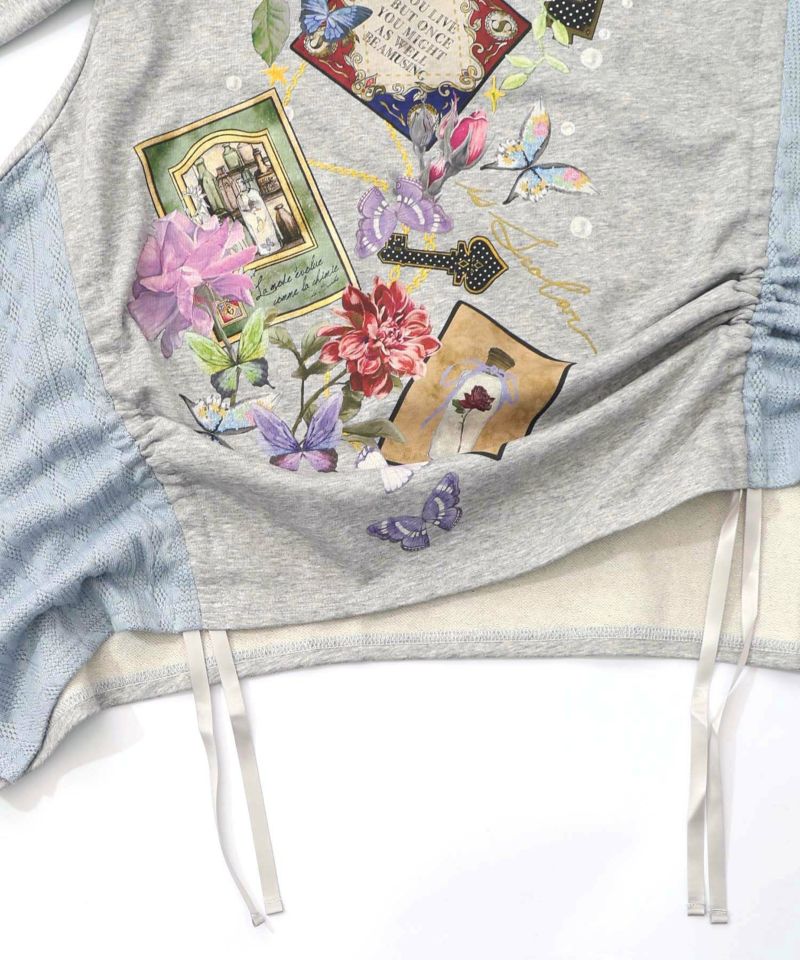 額縁×花×蝶柄　ニットソー×裏毛切替プルオーバー-18