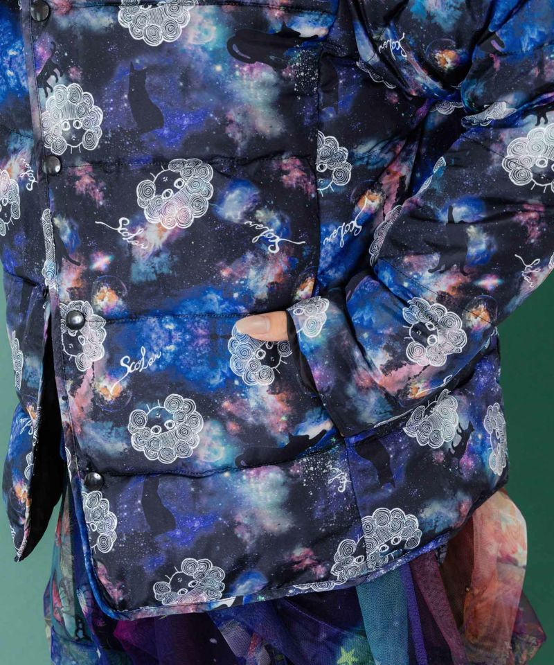 スカラーちゃん×宇宙×ネコ柄リバーシブル中綿ブルゾン-7