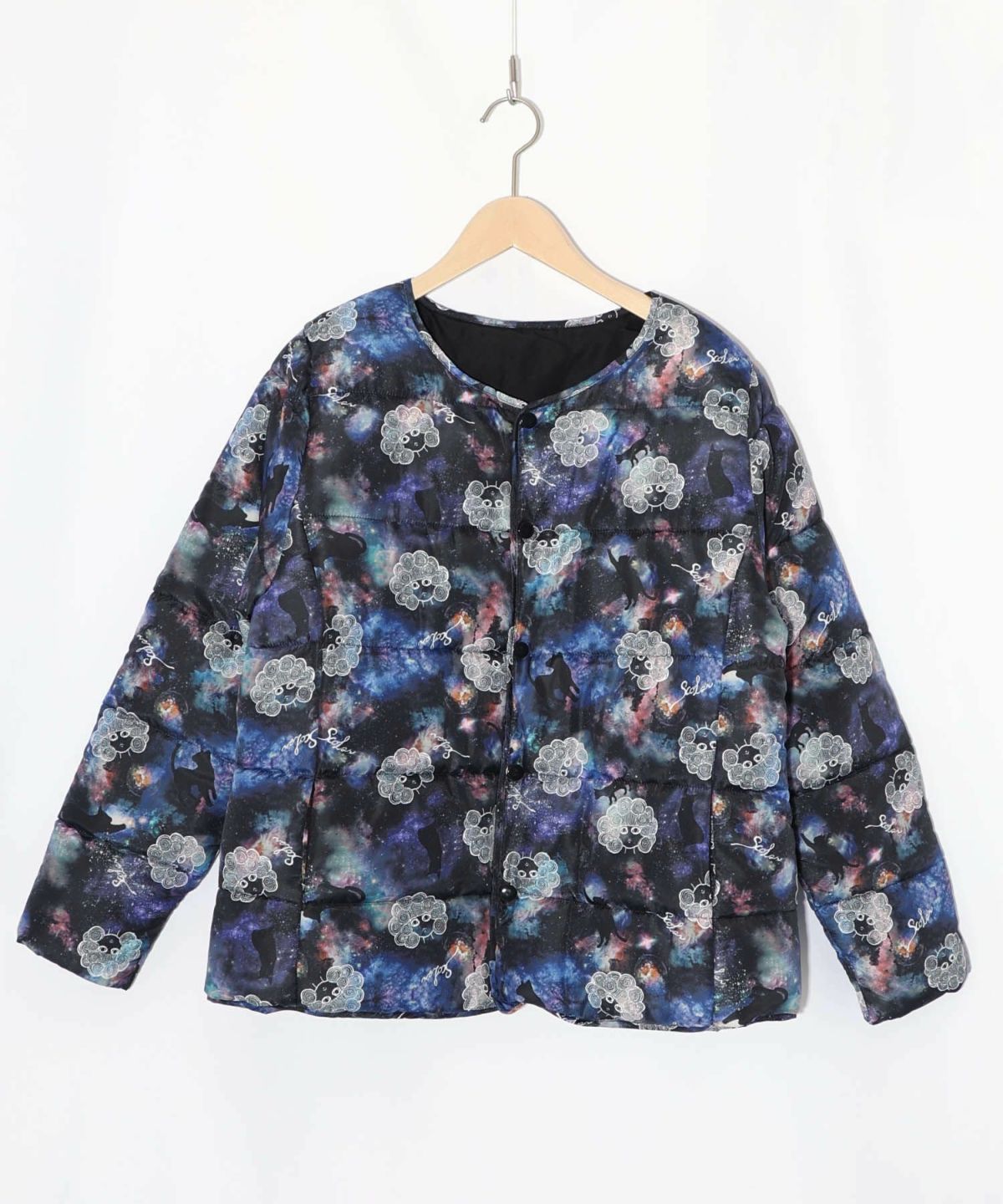 スカラーちゃん×宇宙×ネコ柄リバーシブル中綿ブルゾン-8