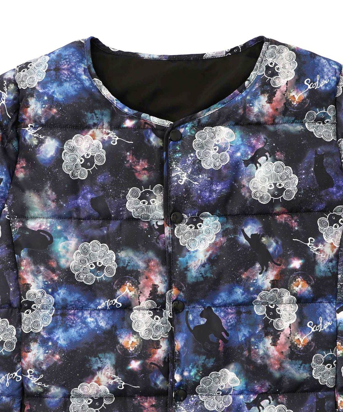 スカラーちゃん×宇宙×ネコ柄リバーシブル中綿ブルゾン-11
