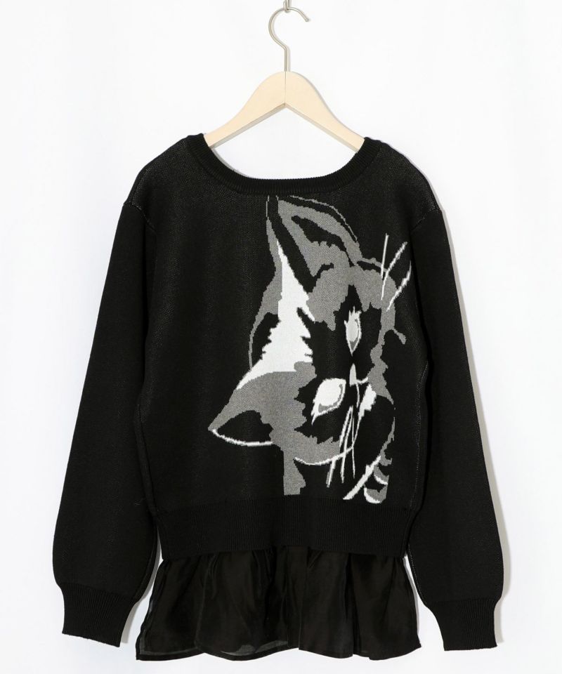 ひょっこり黒ネコ×フリル付き 4WAYプルオーバー-17