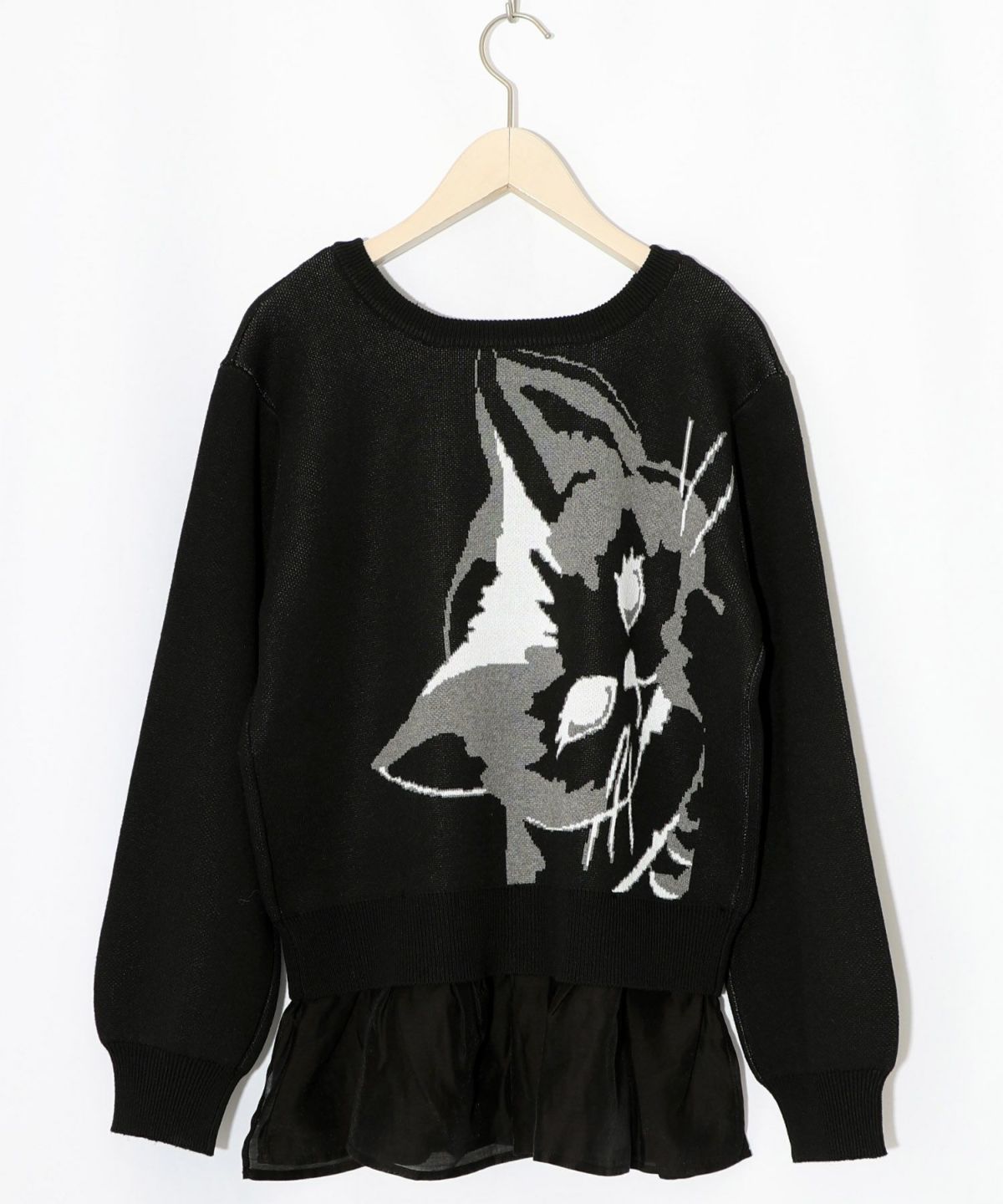 ひょっこり黒ネコ×フリル付き 4WAYプルオーバー-17