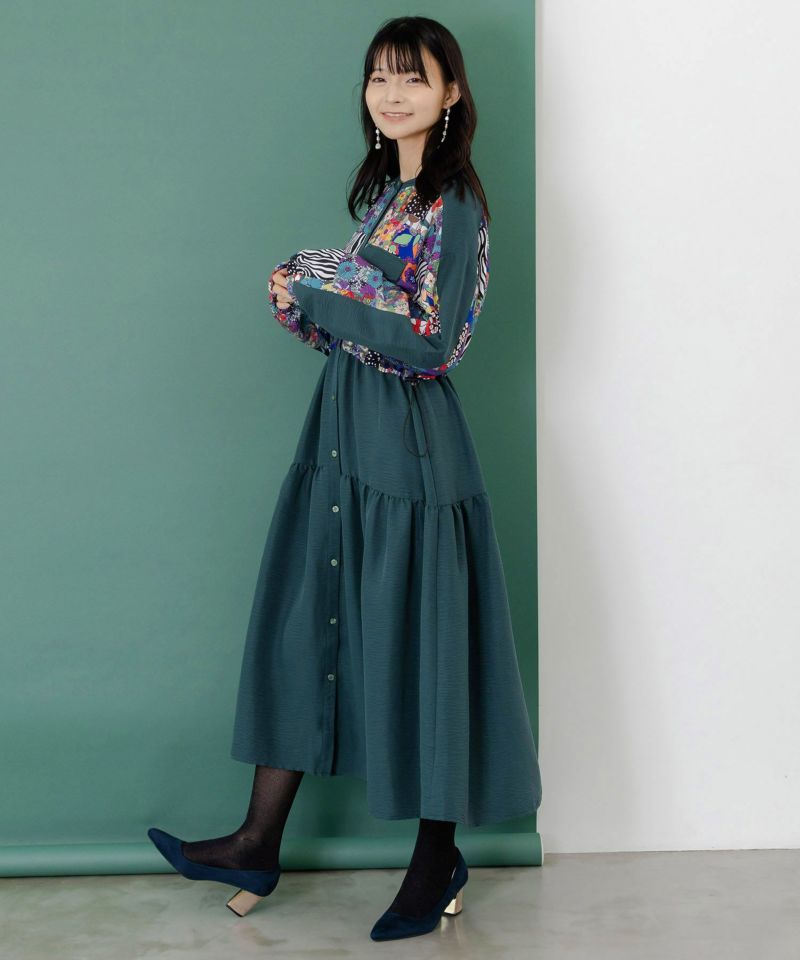 総柄ワッシャーティアードシャツワンピース-6