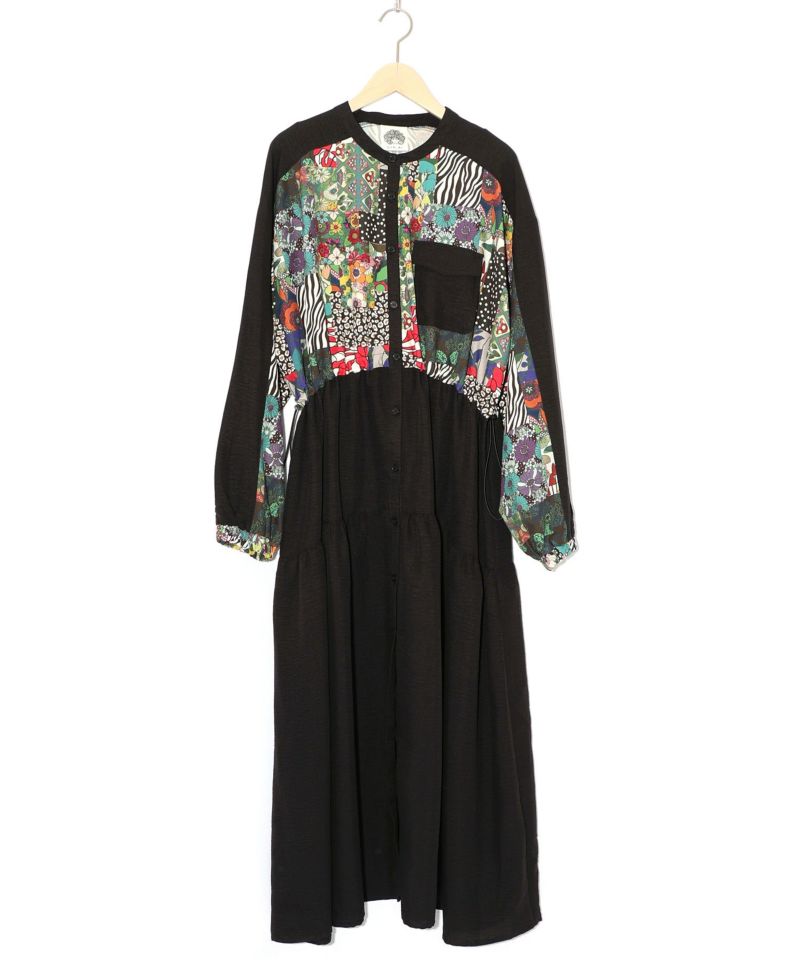 総柄ワッシャーティアードシャツワンピース-10