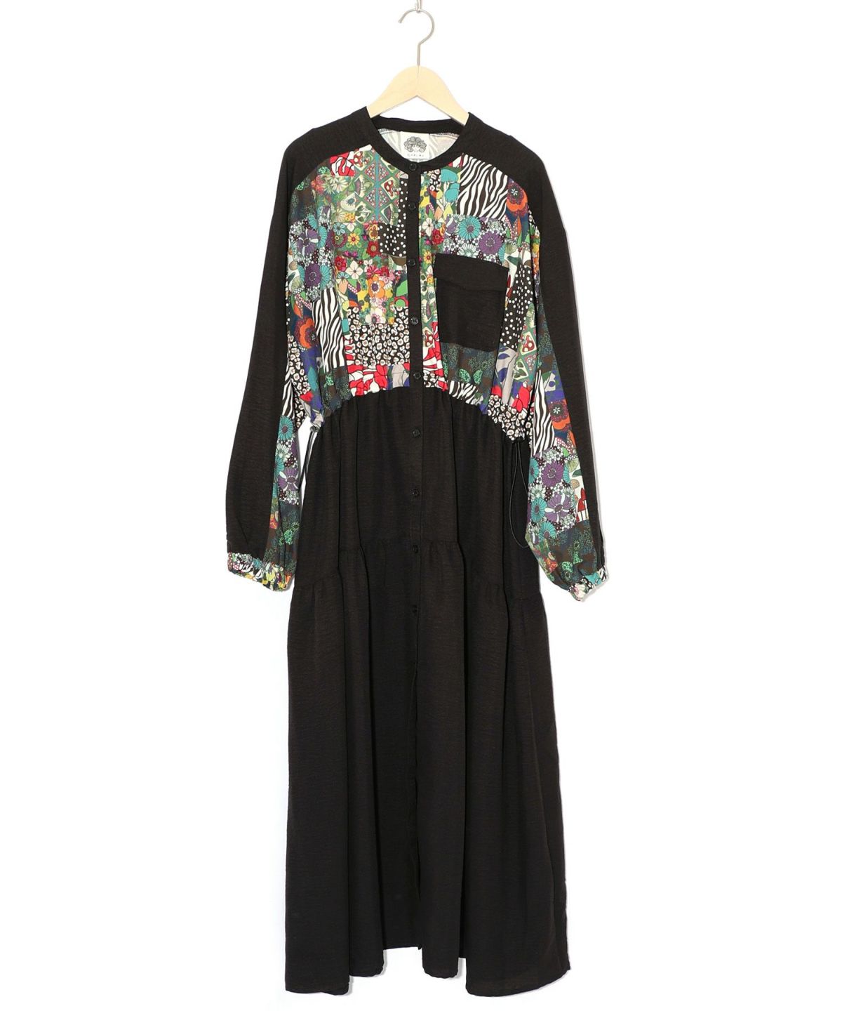 総柄ワッシャーティアードシャツワンピース-10