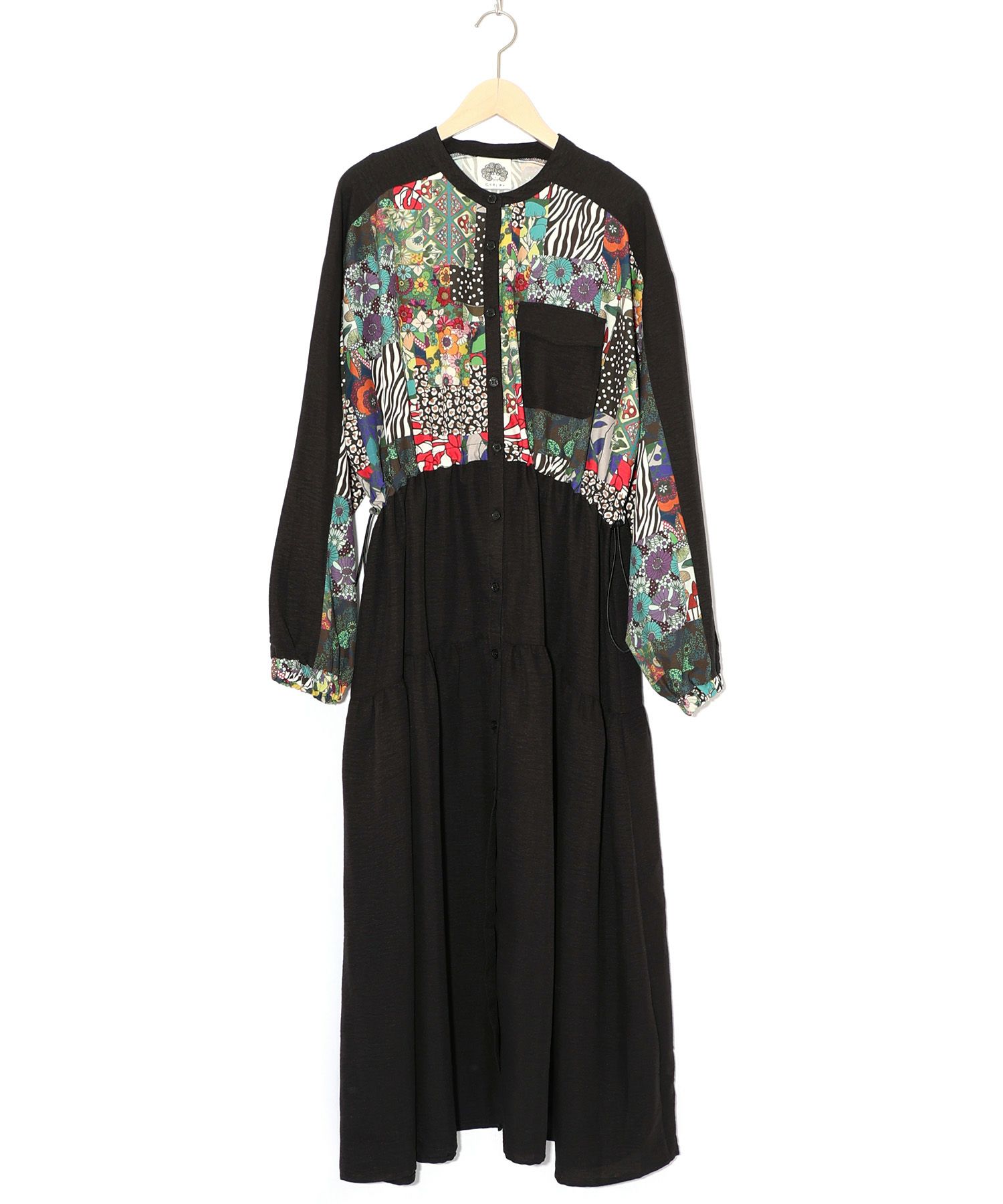 総柄ワッシャーティアードシャツワンピース-10