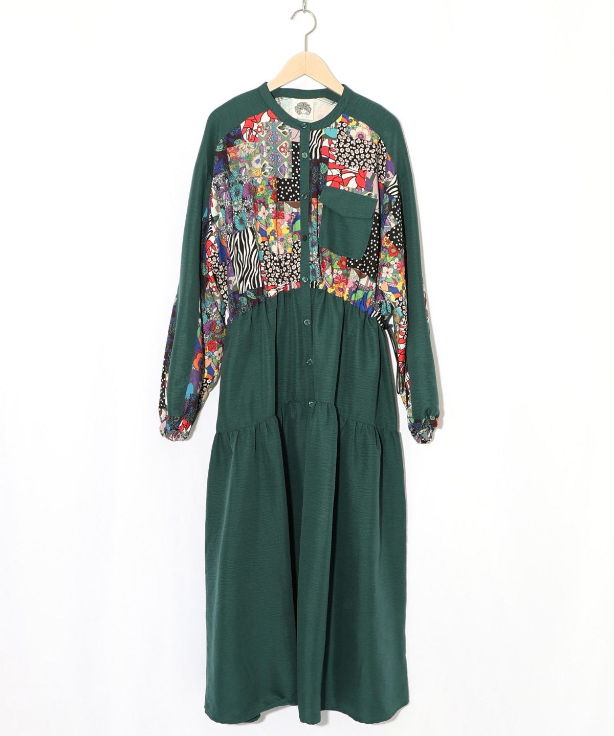 総柄ワッシャーティアードシャツワンピース-13