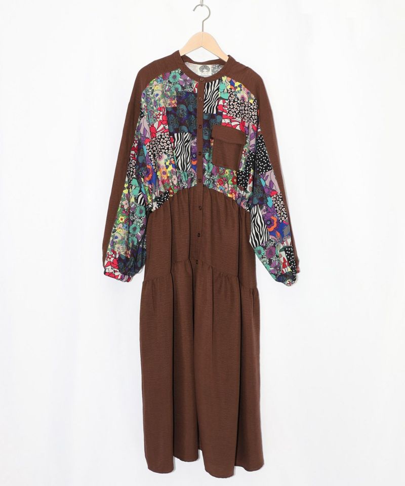 総柄ワッシャーティアードシャツワンピース-16