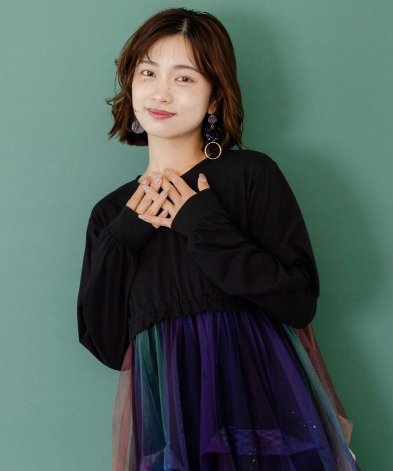 2柄展開タック入りチュールバルーンスカート-2