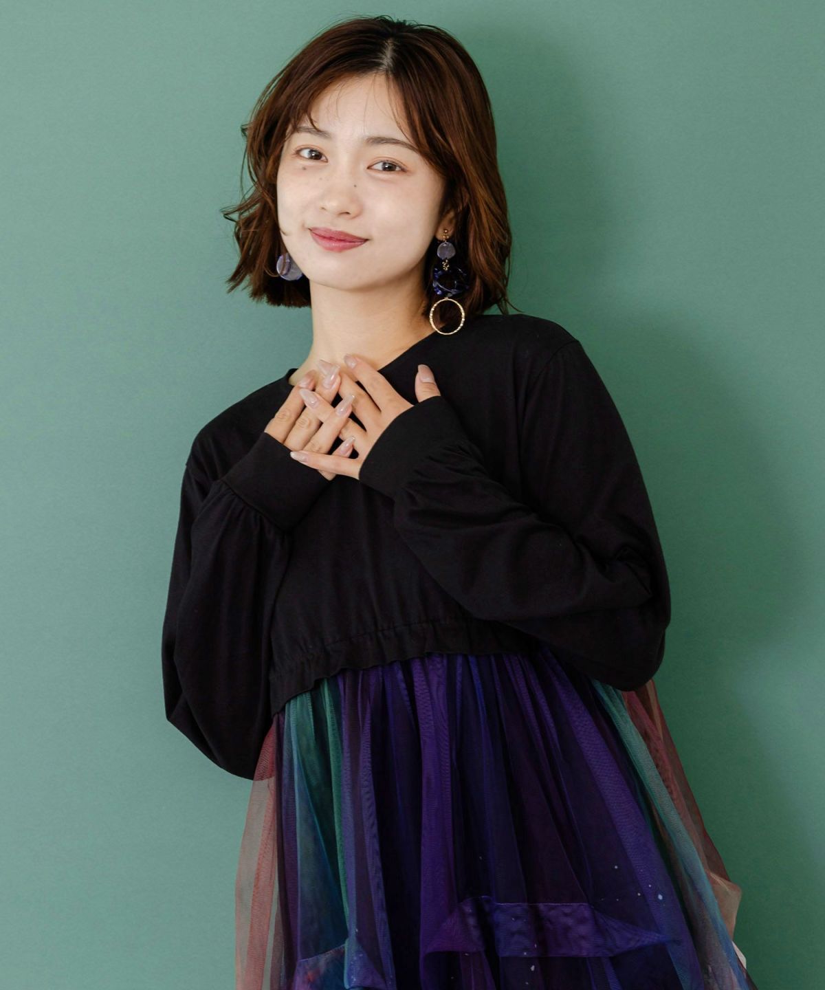 2柄展開タック入りチュールバルーンスカート-2