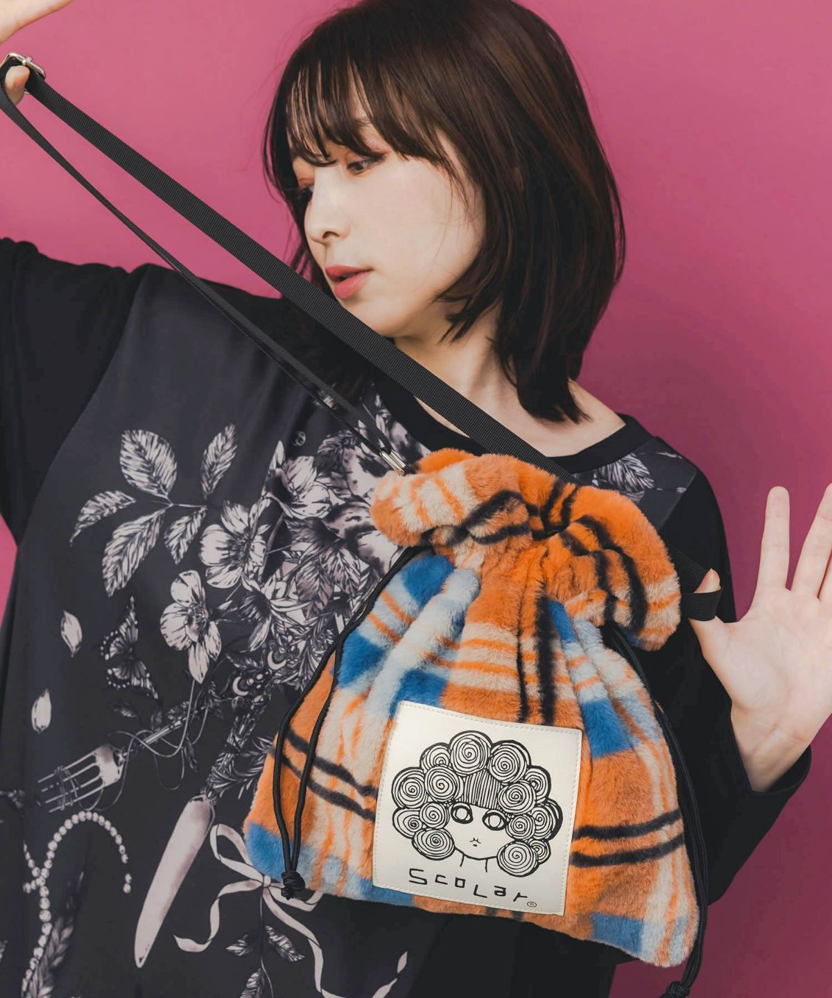 もふもふチェック ミニショルダーバッグ-1