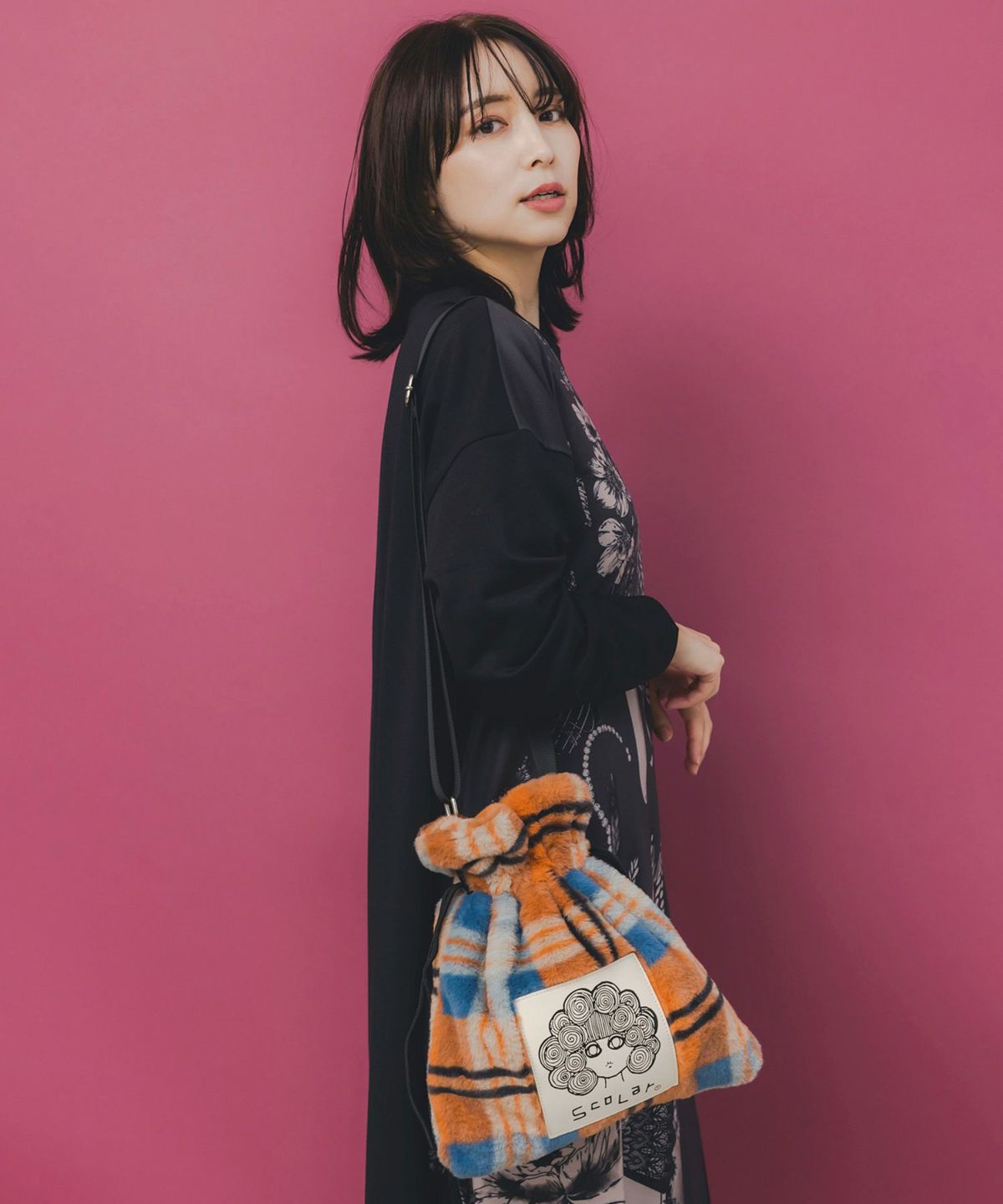 もふもふチェック ミニショルダーバッグ-2