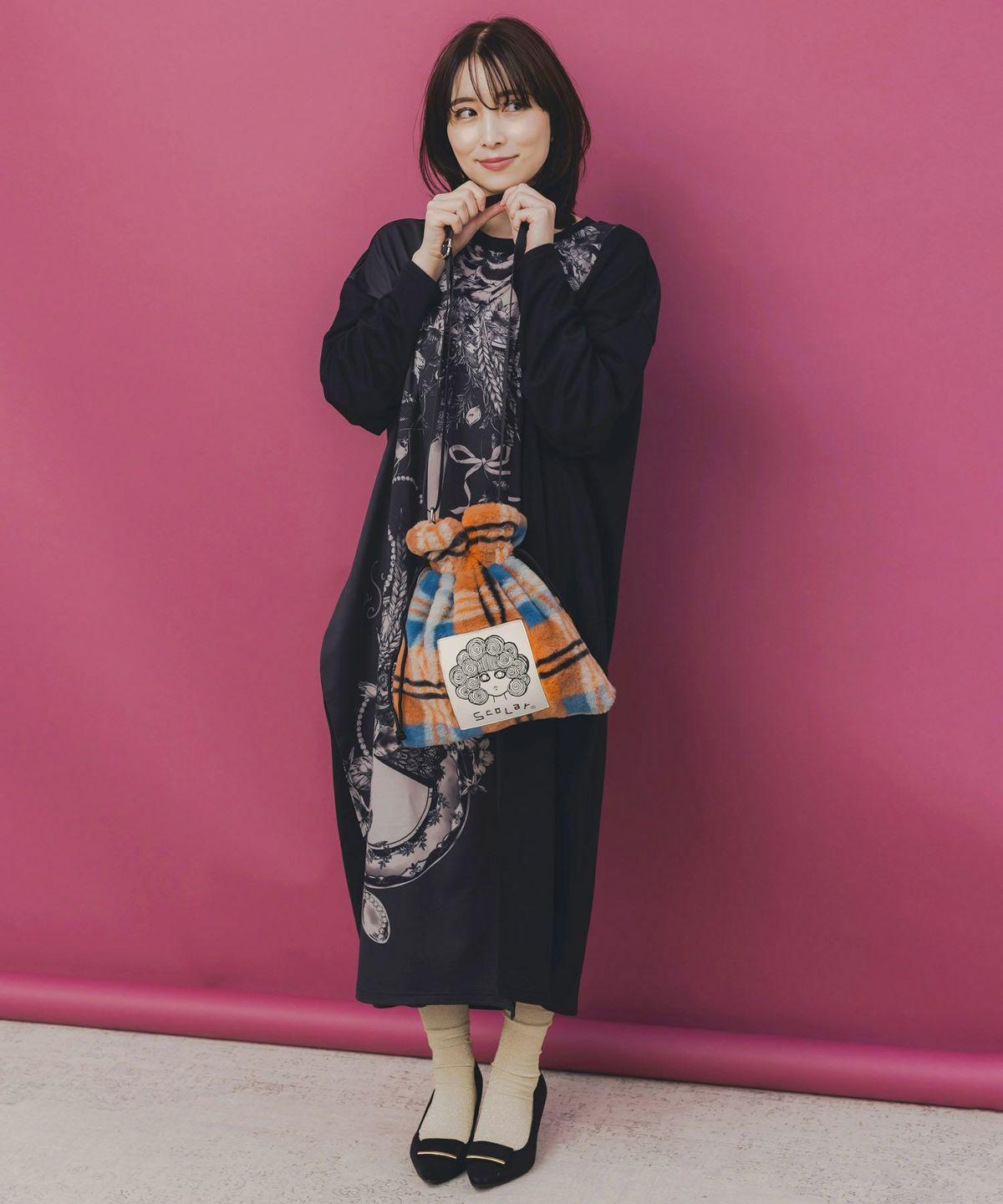 もふもふチェック ミニショルダーバッグ-3