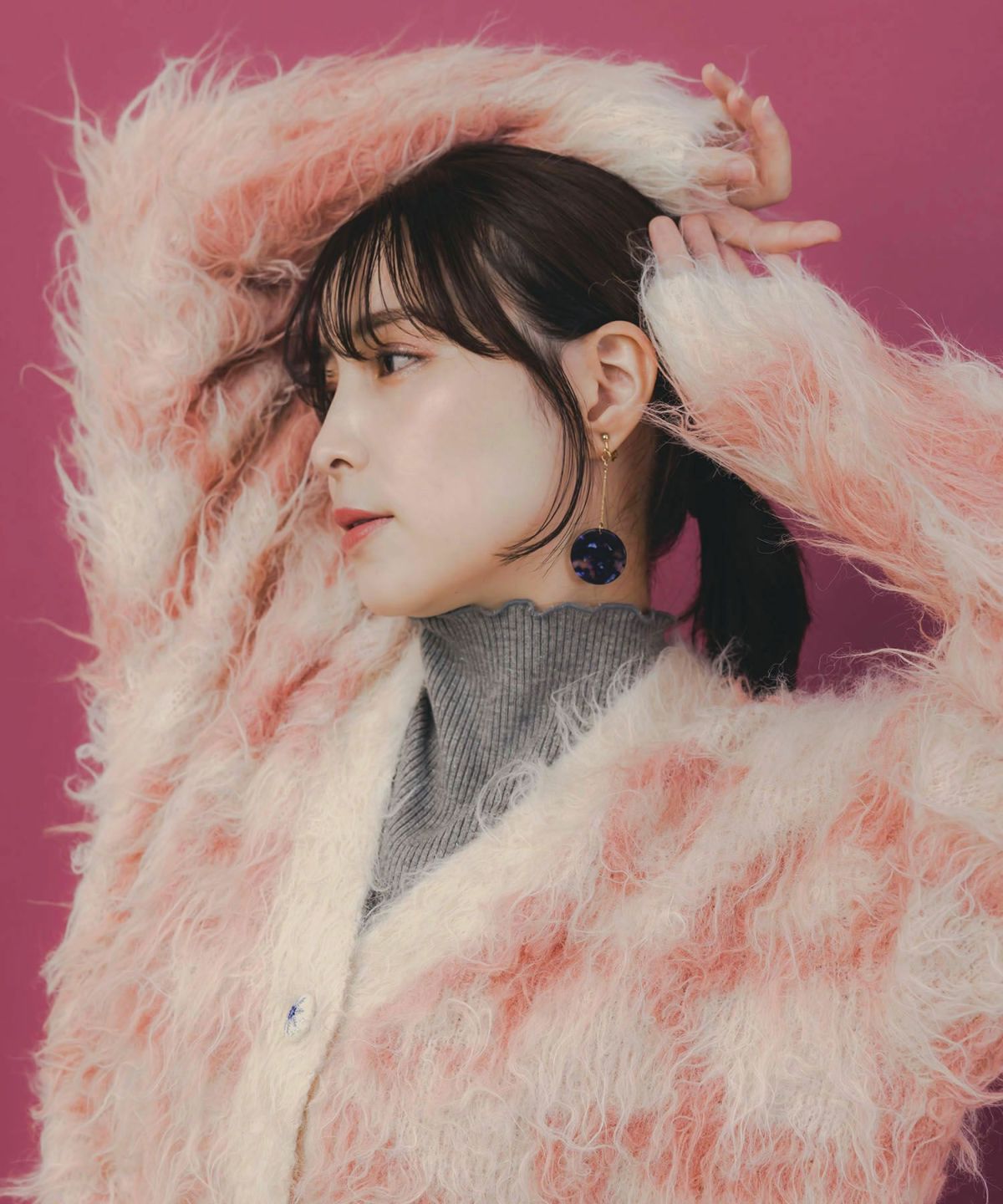 マーブル模様シャギーニットカーディガン-6