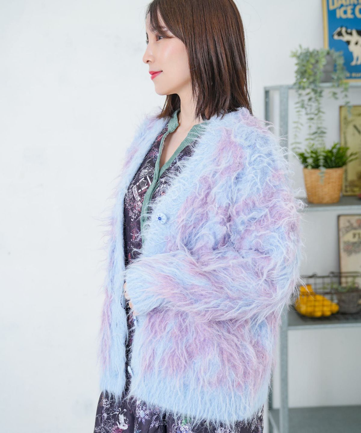 マーブル模様シャギーニットカーディガン-10