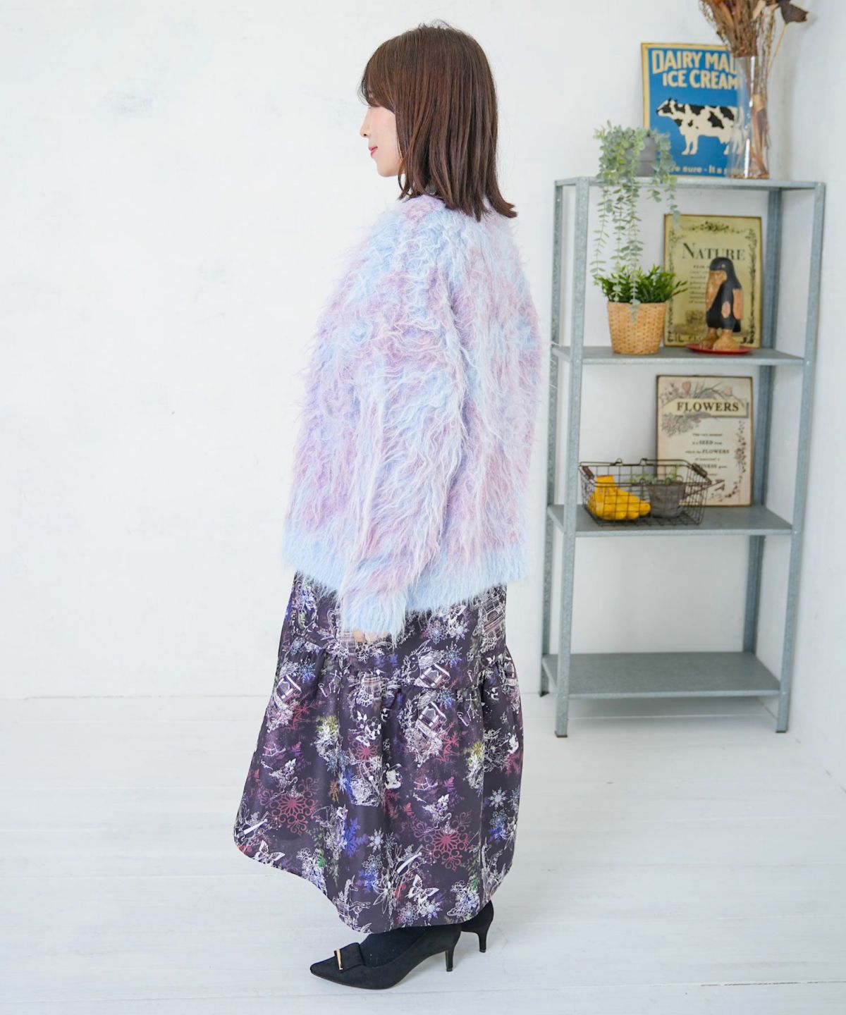 マーブル模様シャギーニットカーディガン-11