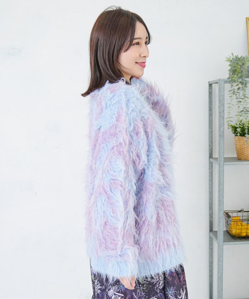 マーブル模様シャギーニットカーディガン-12