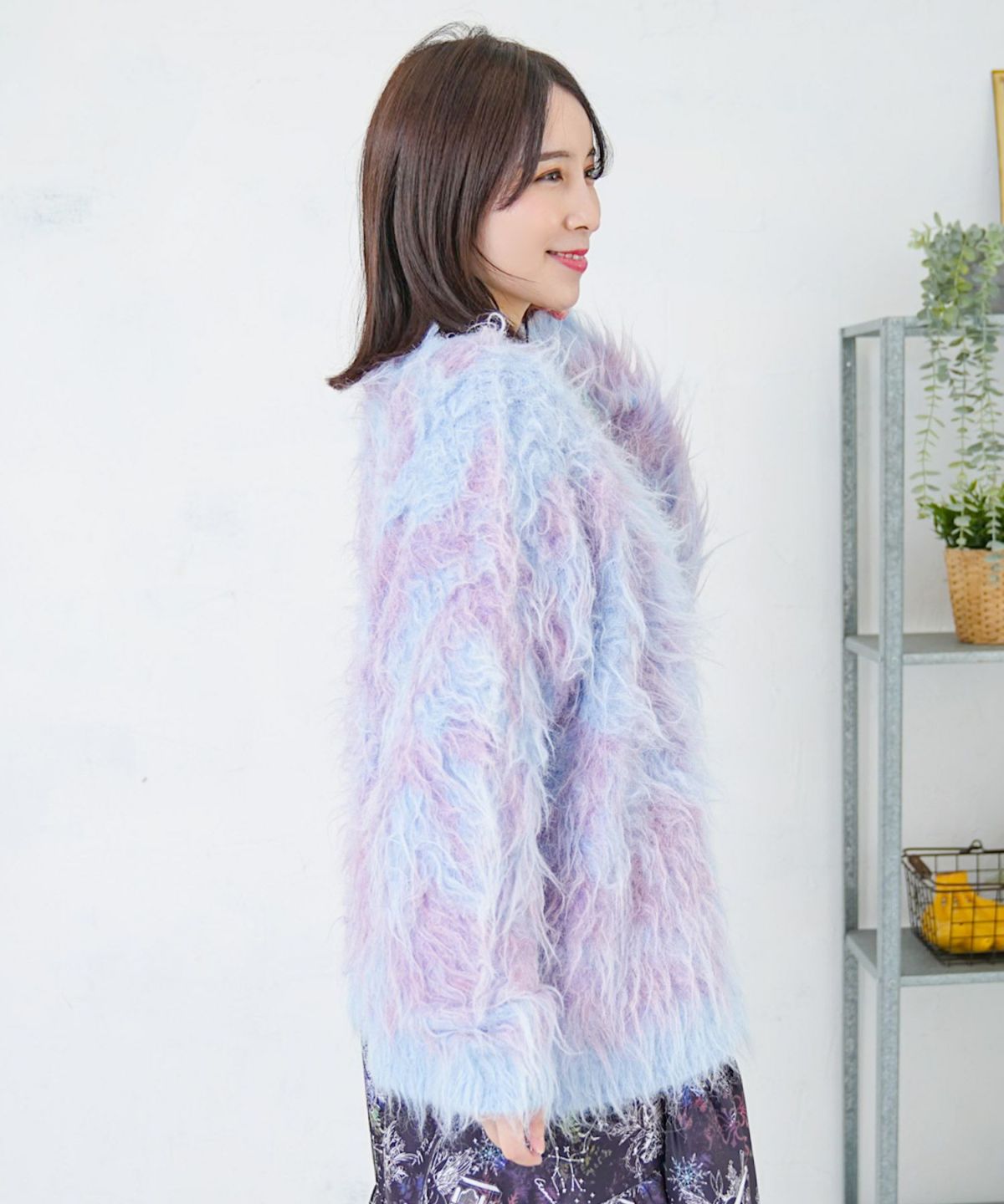 マーブル模様シャギーニットカーディガン-12